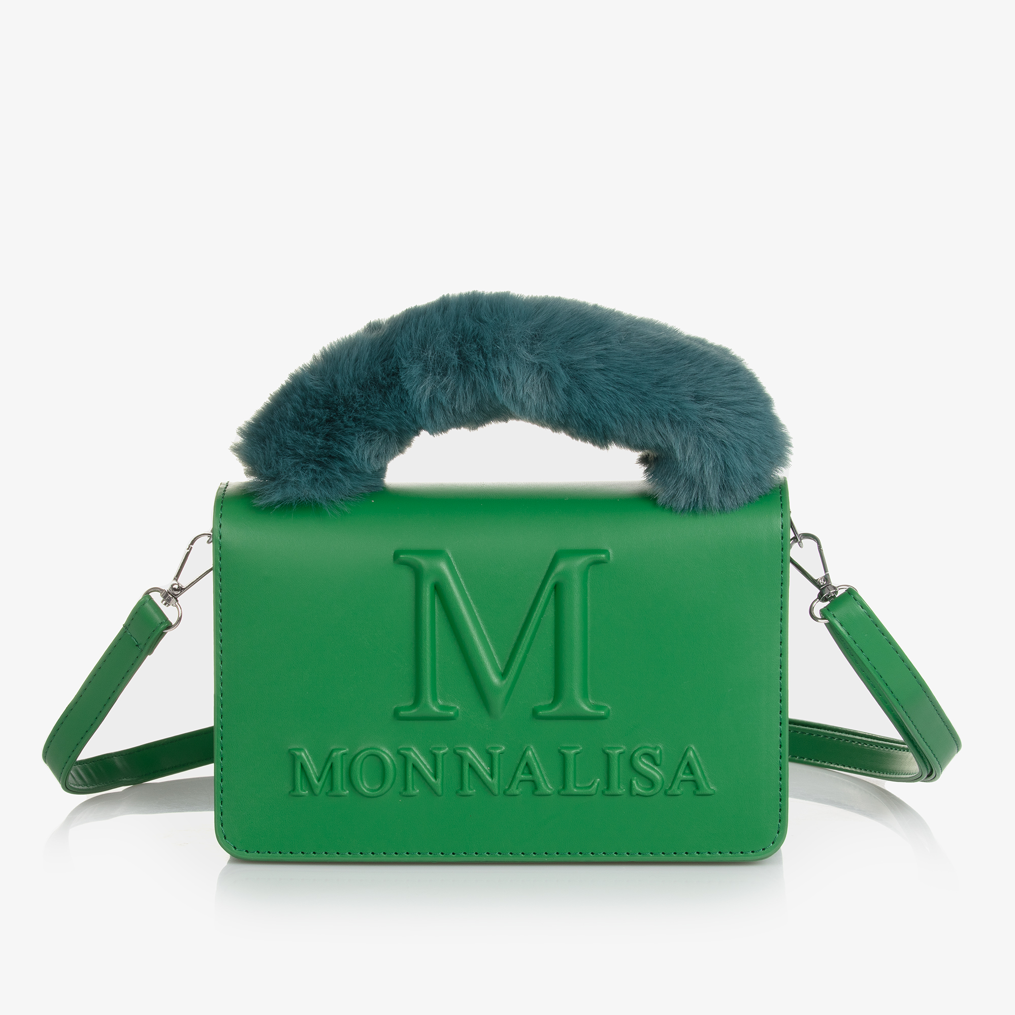 Monnalisa Girls Green Fluffy Handle Bag (22cm)