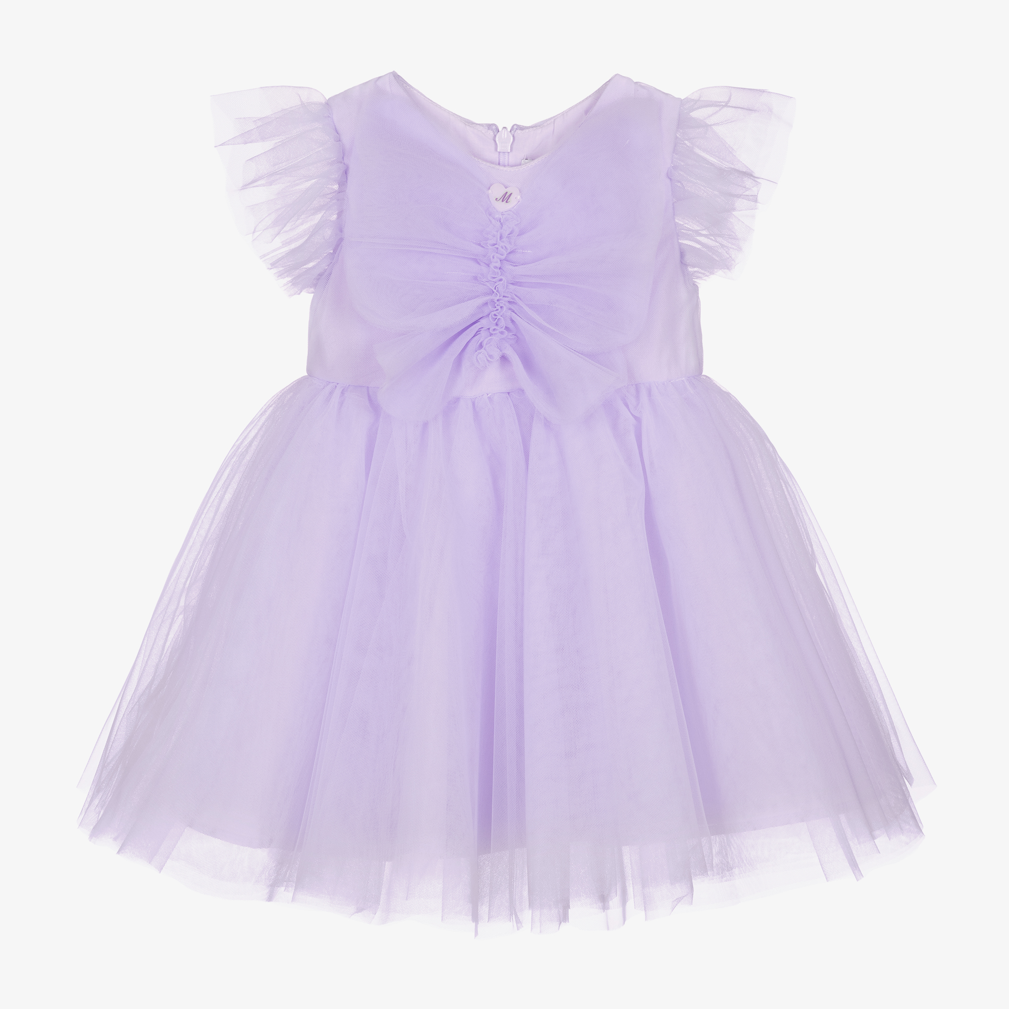 Monnalisa - Girls Pink Tulle Cherry Dress | Childrensalon