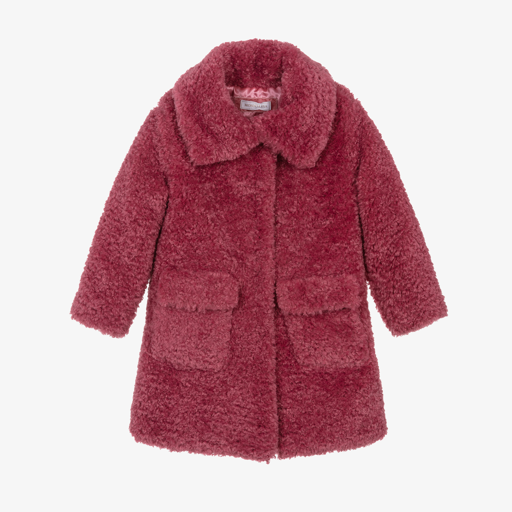 Monnalisa Girls Pink Teddy Fleece Coat