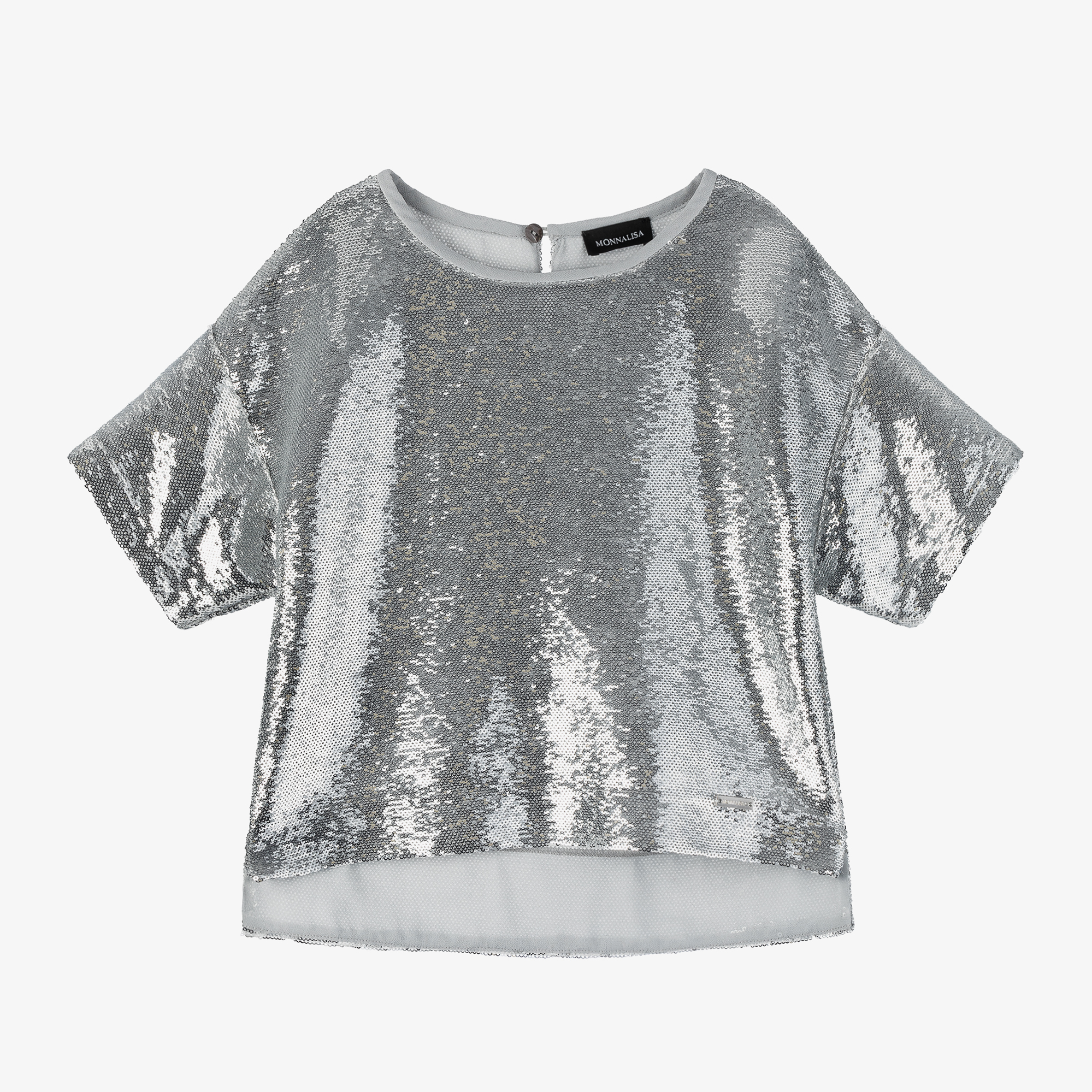 Monnalisa Girls Silver Sequin Top Childrensalon