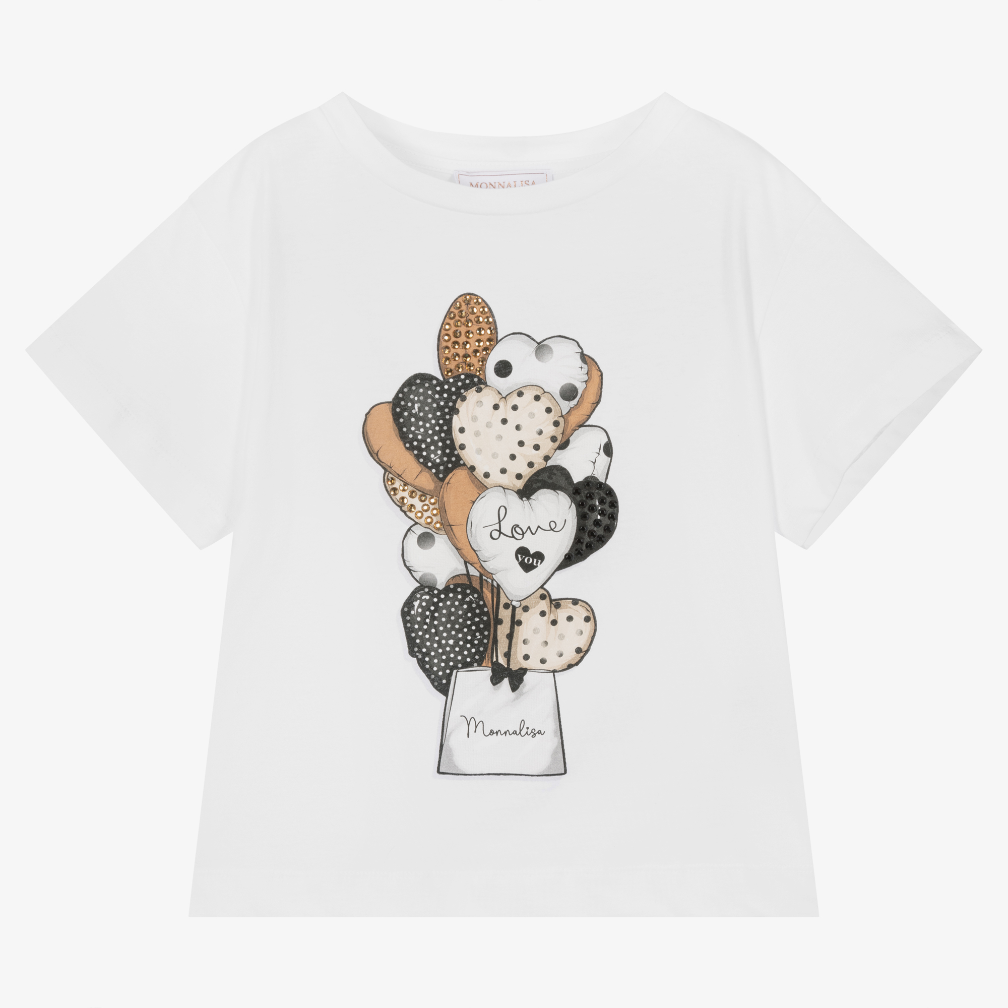 Monnalisa - Girls White Cotton T-Shirt | Childrensalon