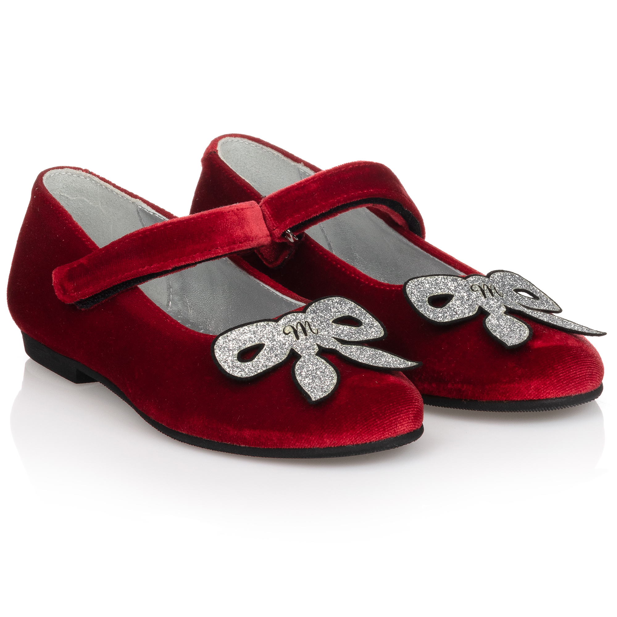 girls red velvet shoes