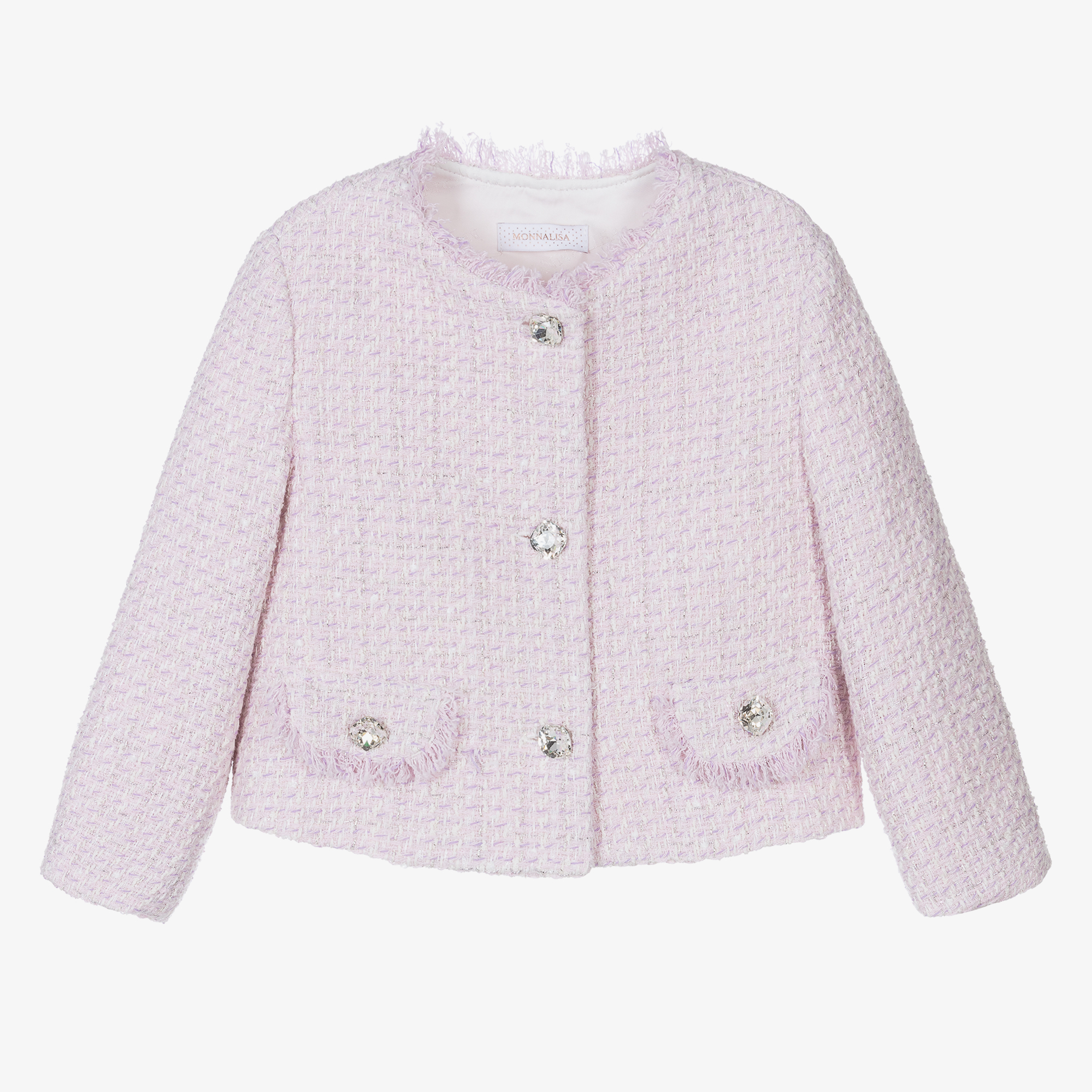 Monnalisa - Girls Blue Teddy Denim Jacket | Childrensalon