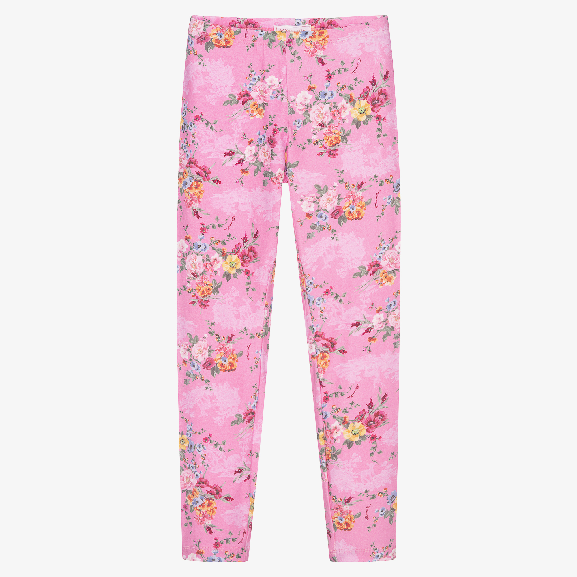 Monnalisa - Girls Pink Floral Leggings | Childrensalon