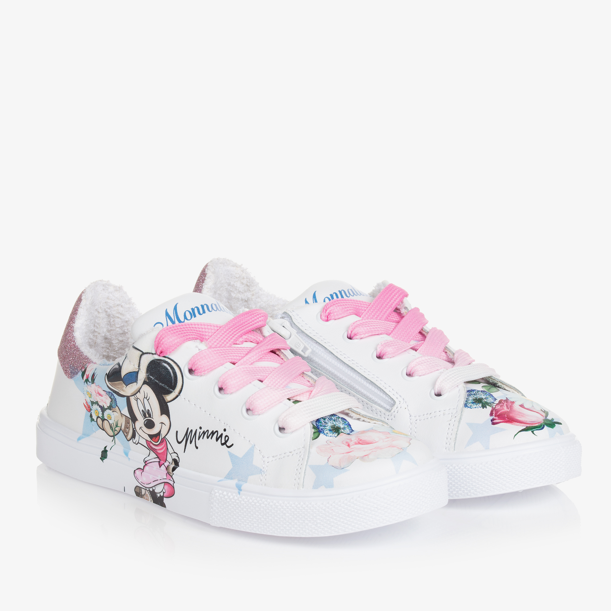 Monnalisa - Teen Girls White Glitter Stars Trainers | Childrensalon