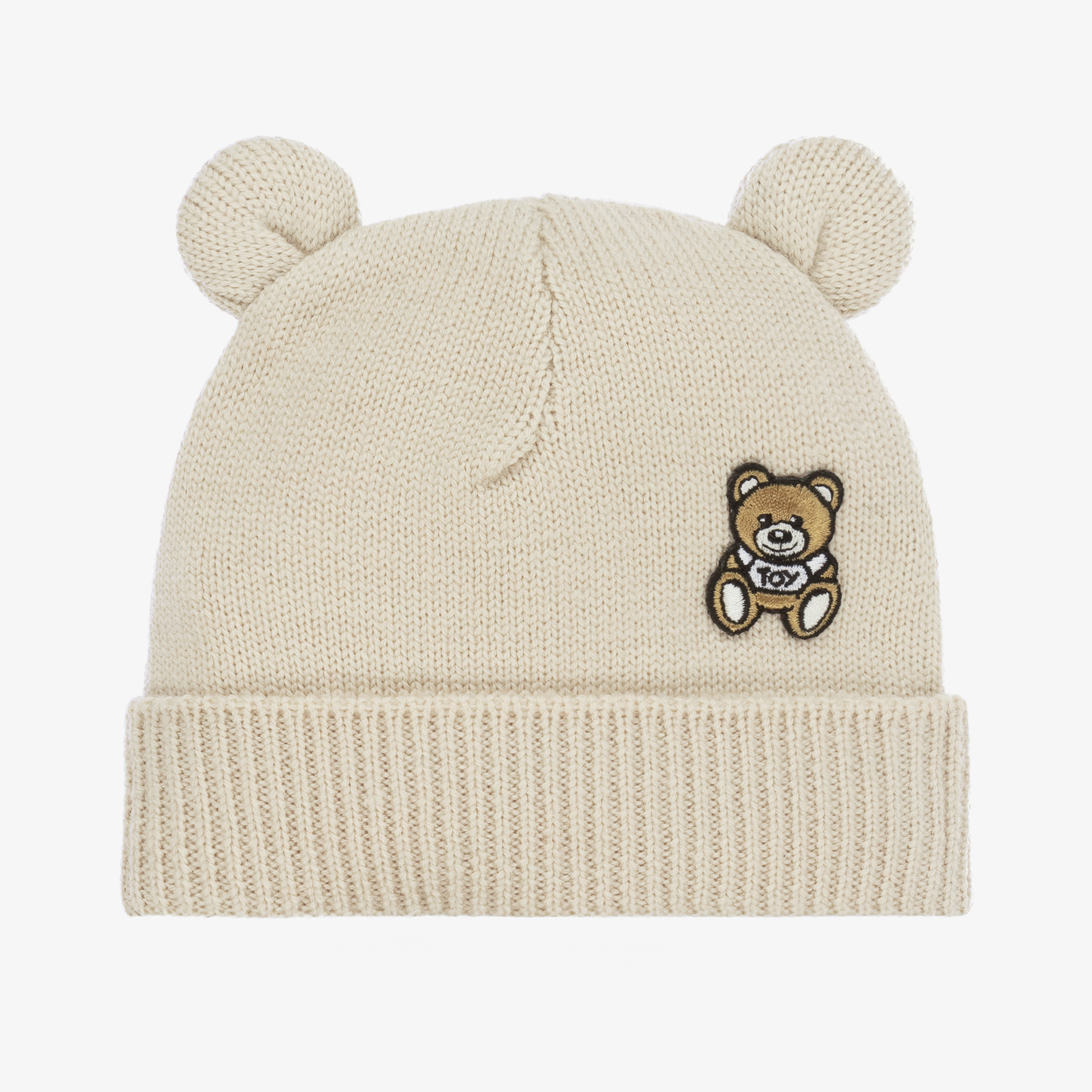 Moschino Baby Beige Wool Knit Baby Beanie Hat Childrensalon