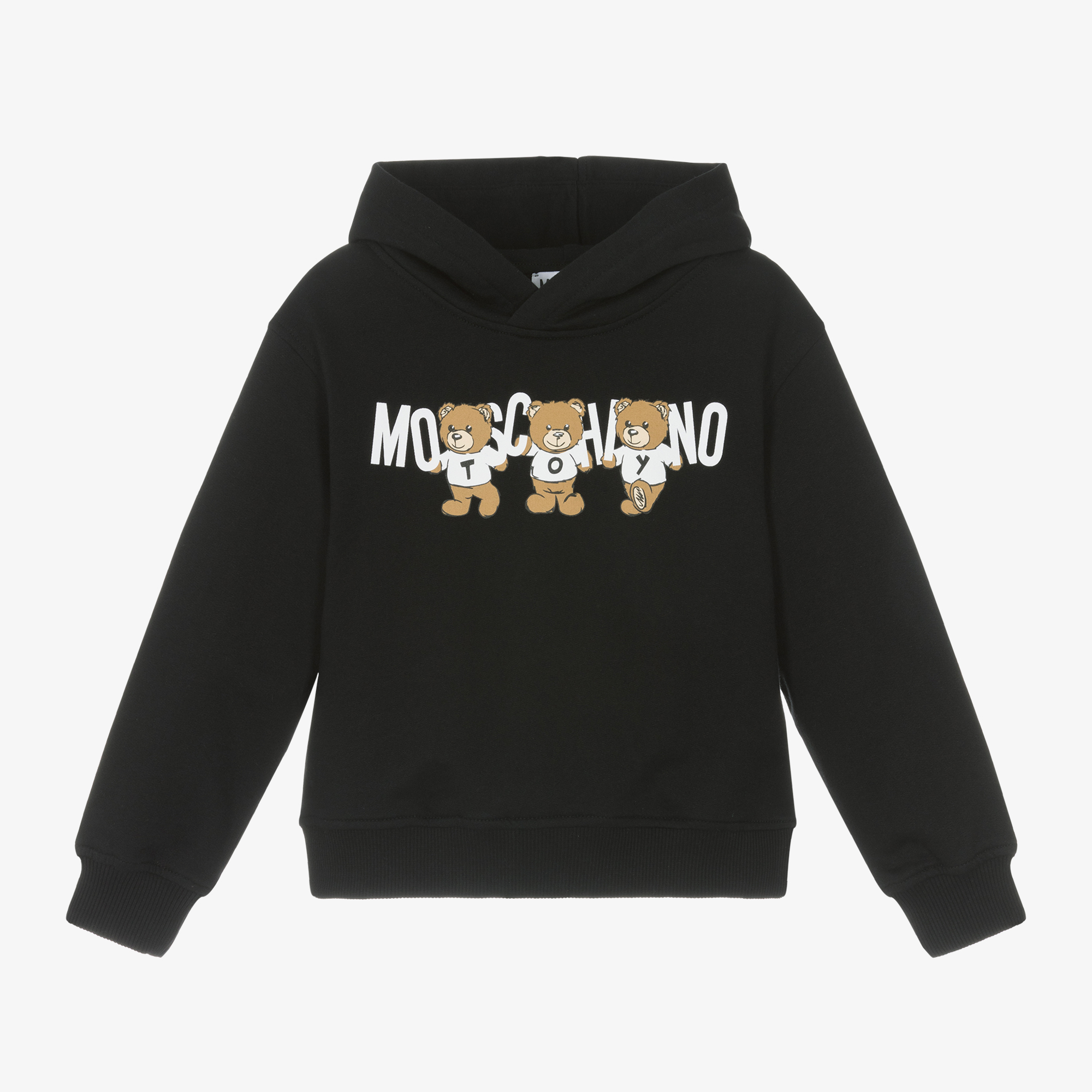 Moschino Kid Teen Black Cotton Teddy Bear Hoodie Childrensalon