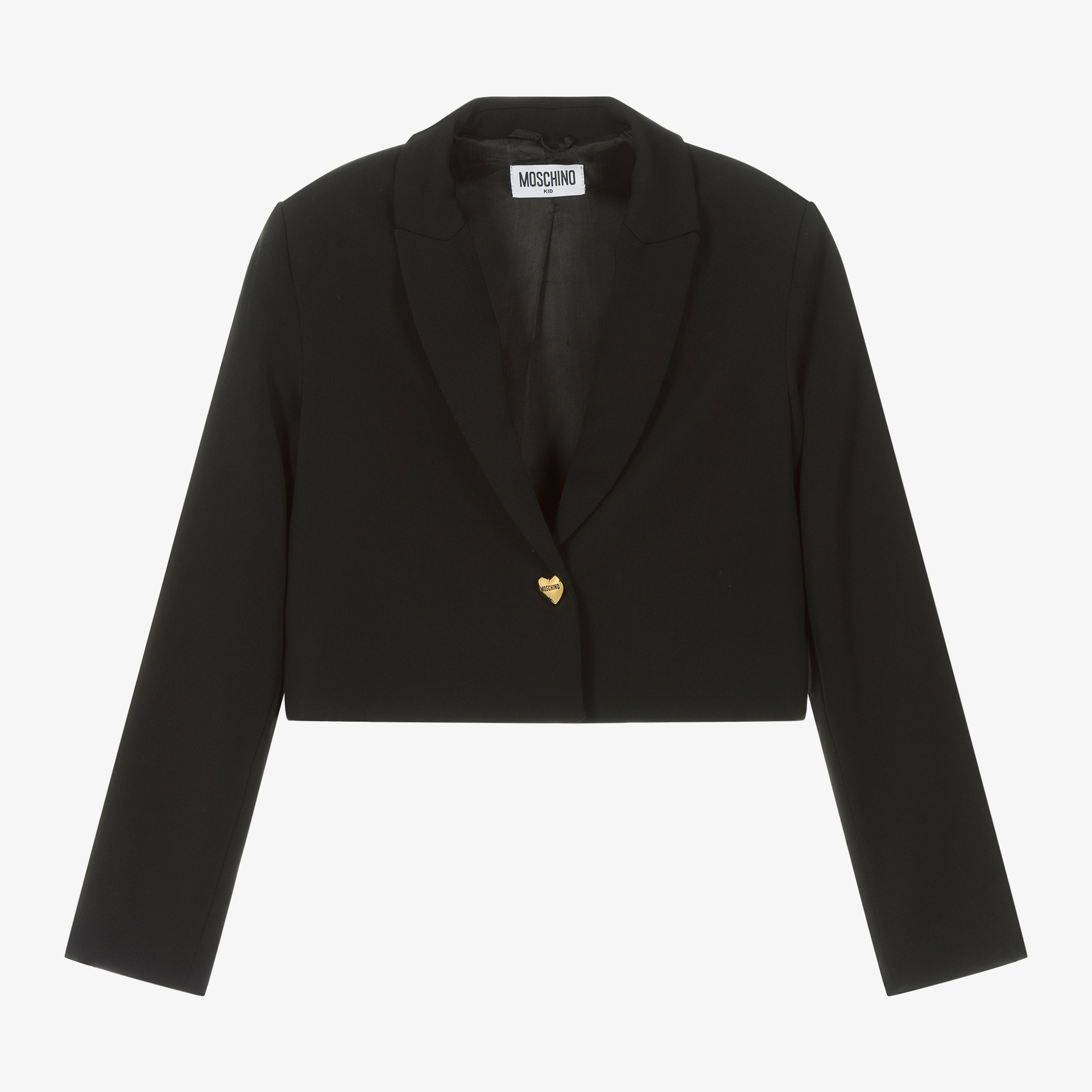 Moschino Girls Black Cropped Crepe Blazer Childrensalon