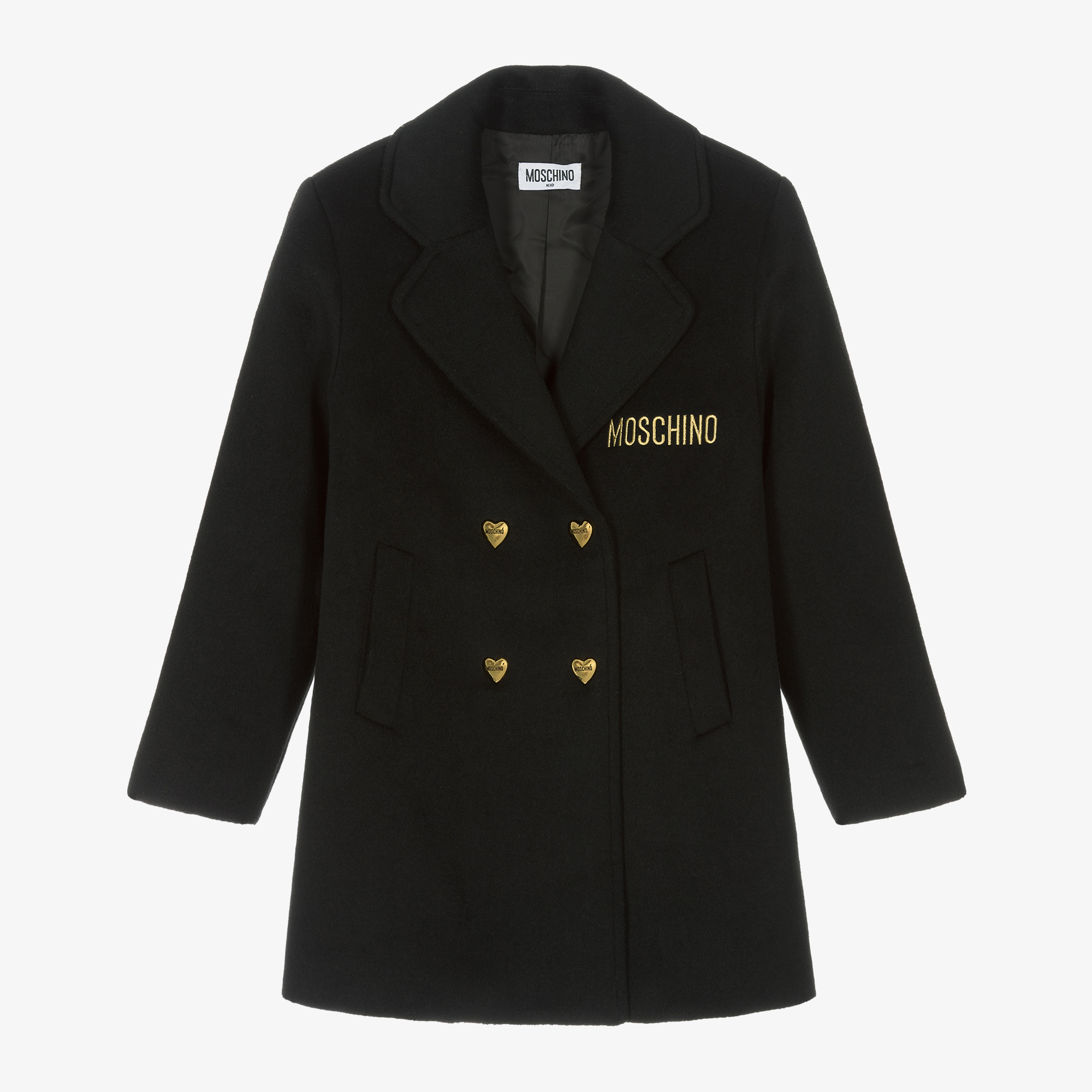 Moschino Girls Black Wool Coat