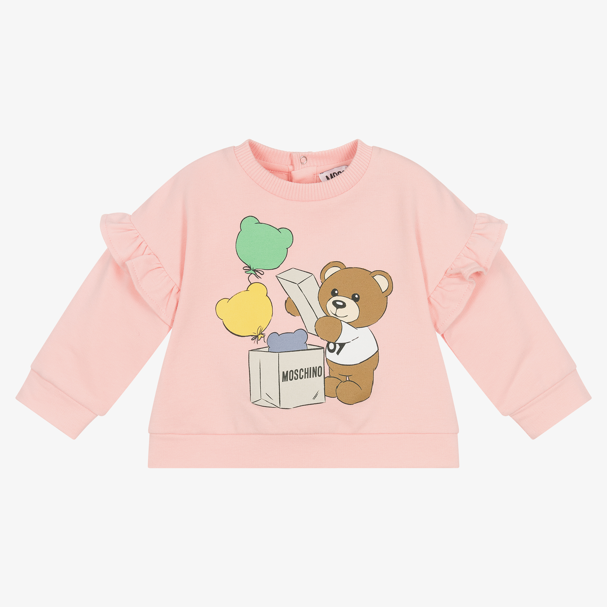 Moschino Baby Girls Pink Cotton Teddy Bear Sweatshirt