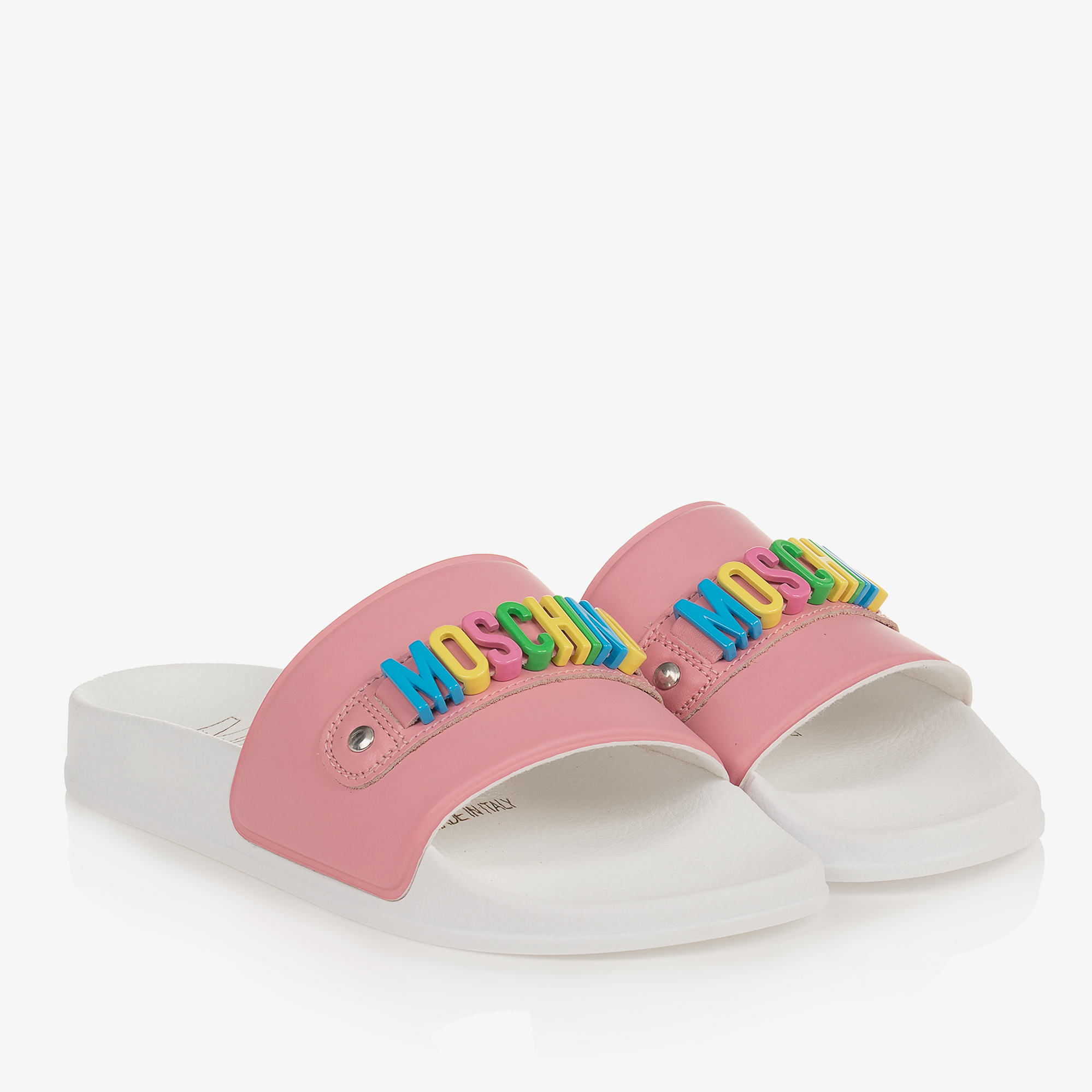 Moschino Kid Teen Teen Girls Pink White Sliders Childrensalon