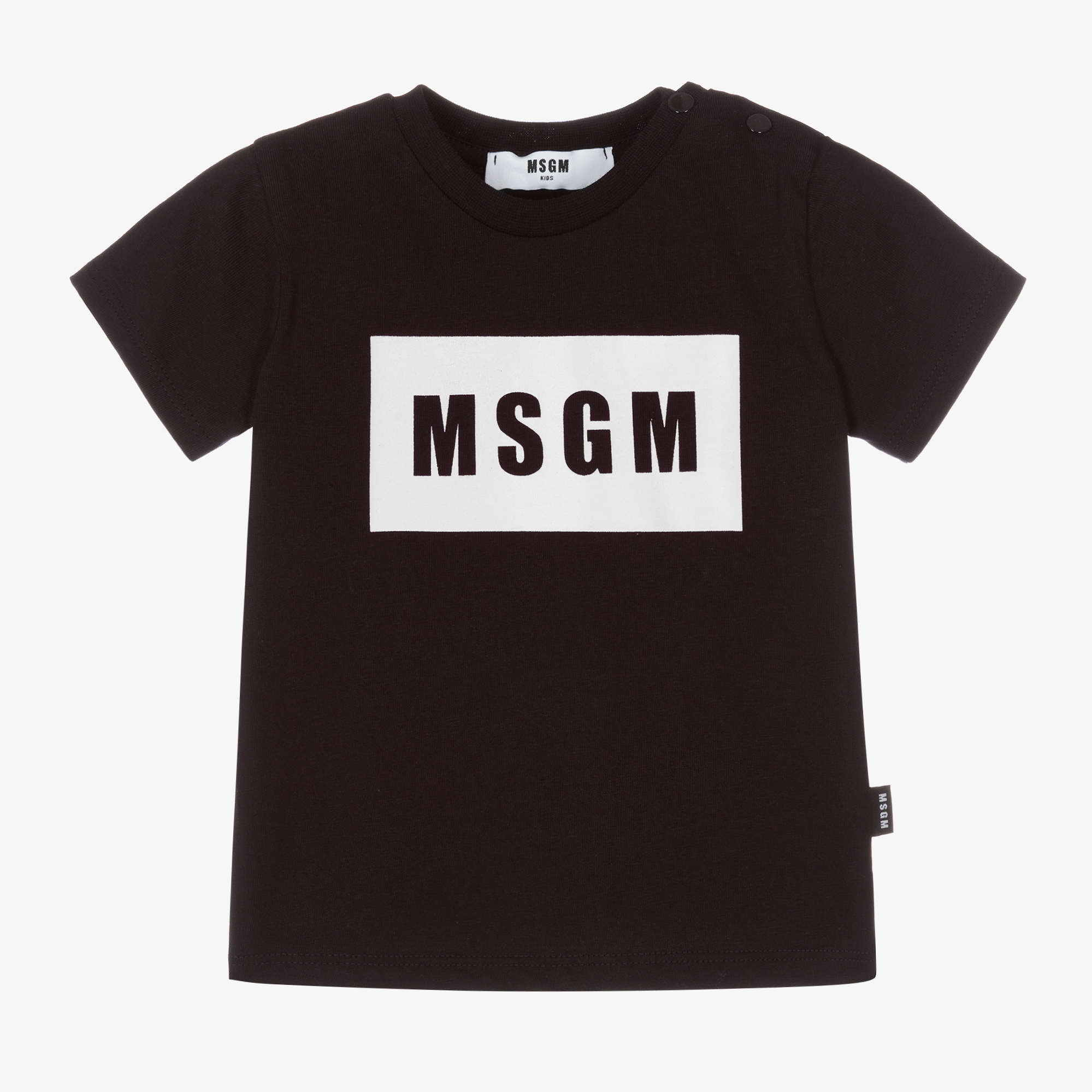 MSGM - Black Cropped Logo T-Shirt | Childrensalon