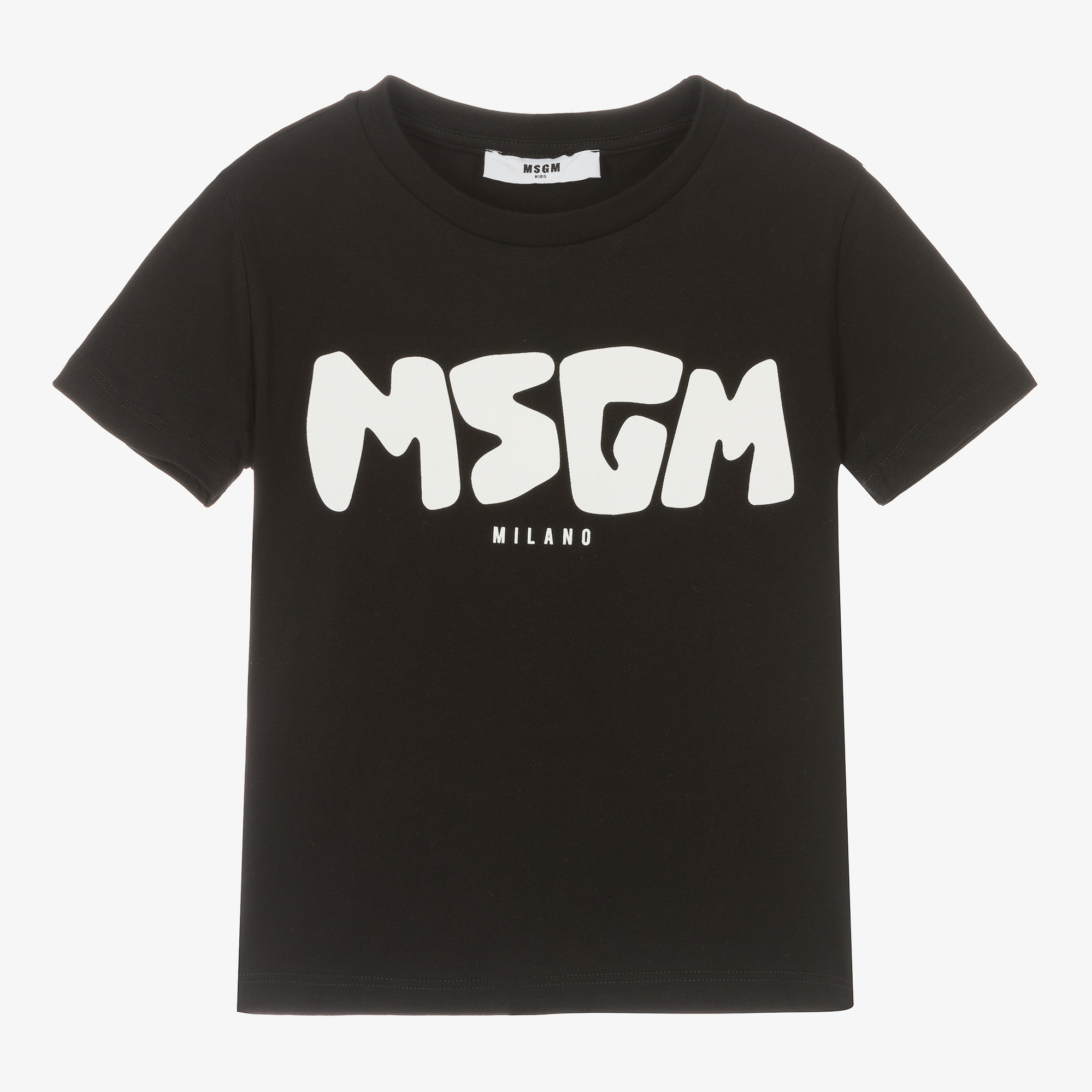 MSGM - Black Cropped Logo T-Shirt | Childrensalon