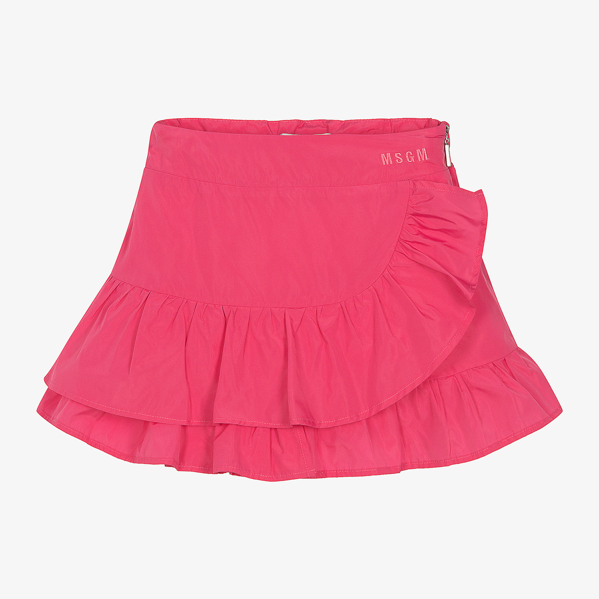 MSGM Girls Pink Ruffle Taffeta Skirt