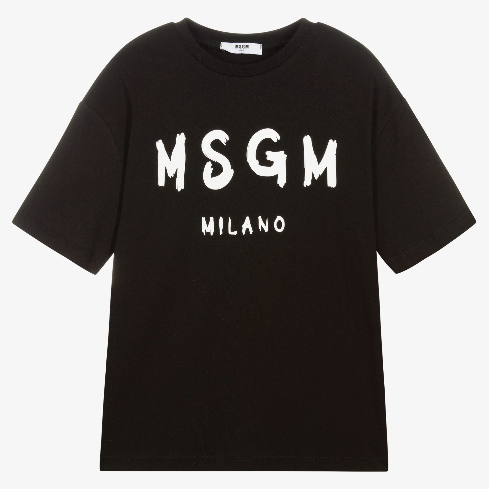 MSGM - Black Cropped Logo T-Shirt | Childrensalon