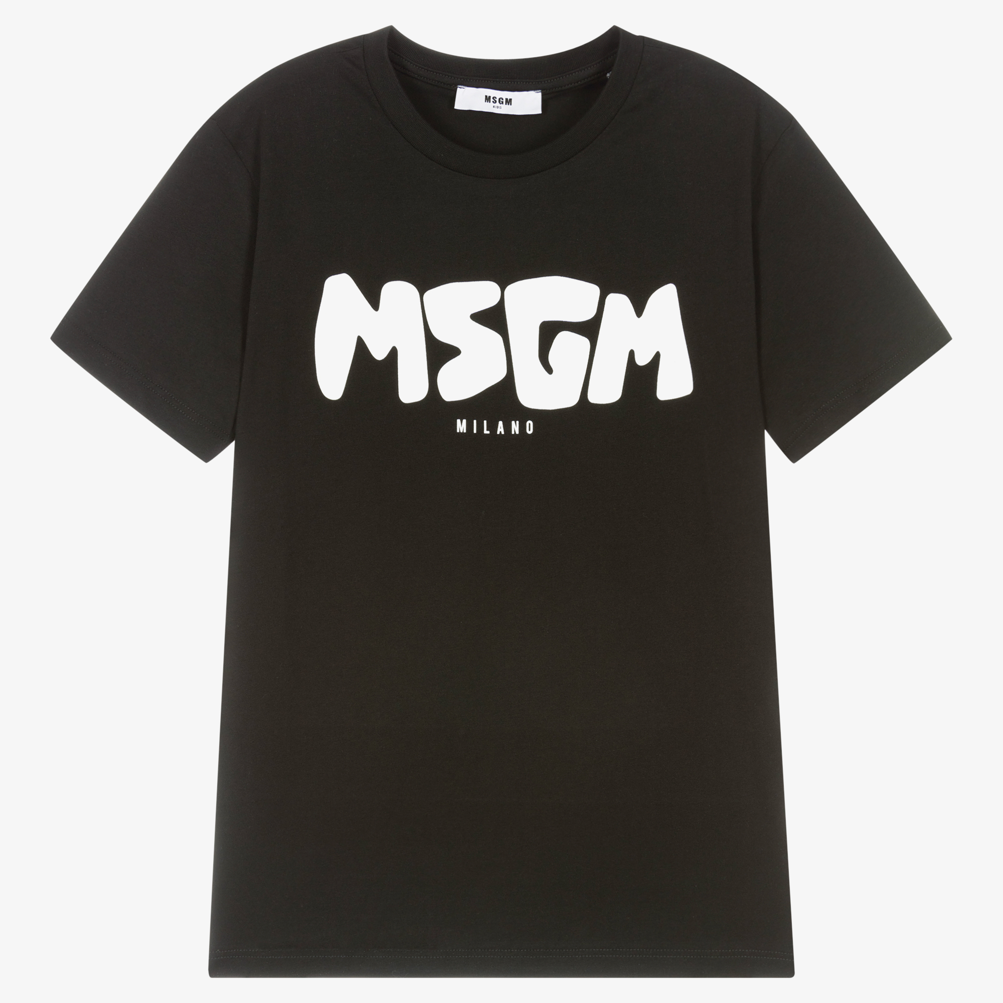 MSGM - Boys Black Cotton Logo T-Shirt | Childrensalon