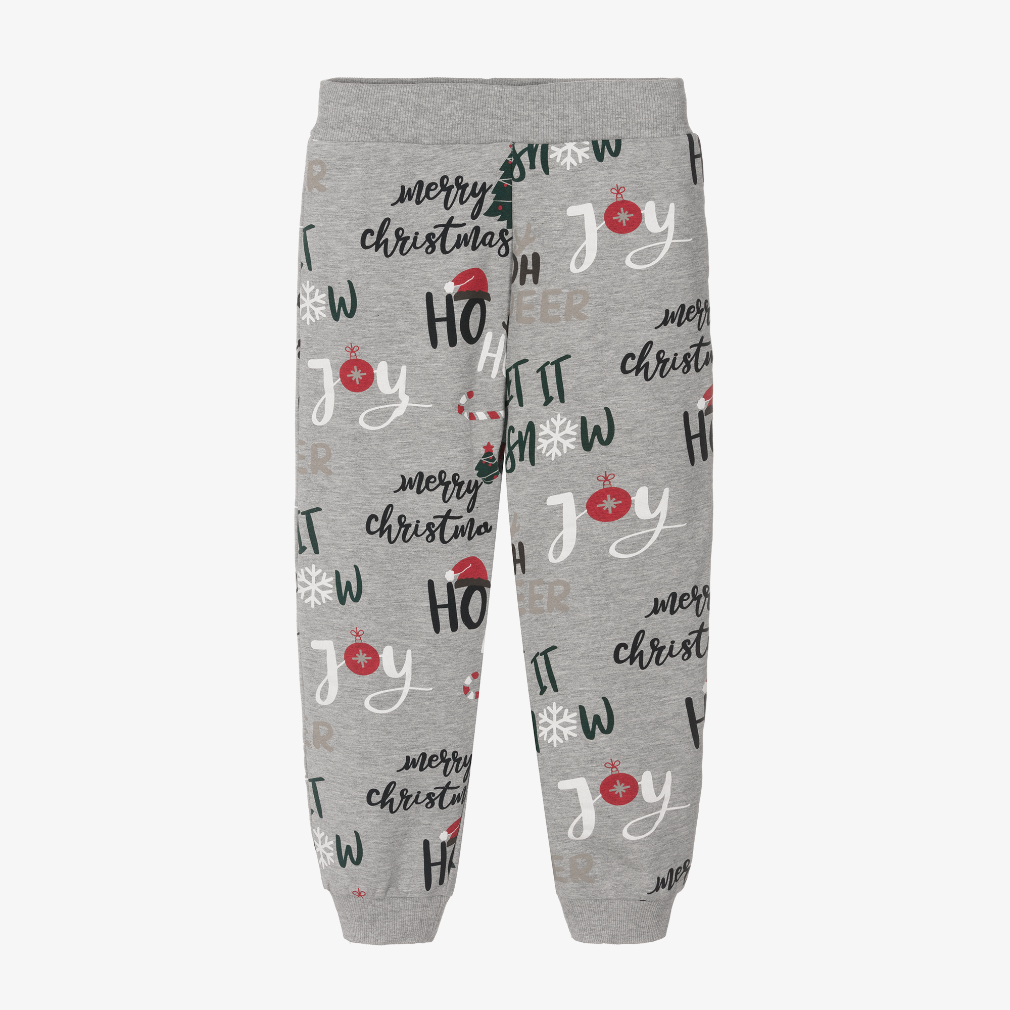 NAME IT Boys Grey Festive Cotton Joggers Childrensalon