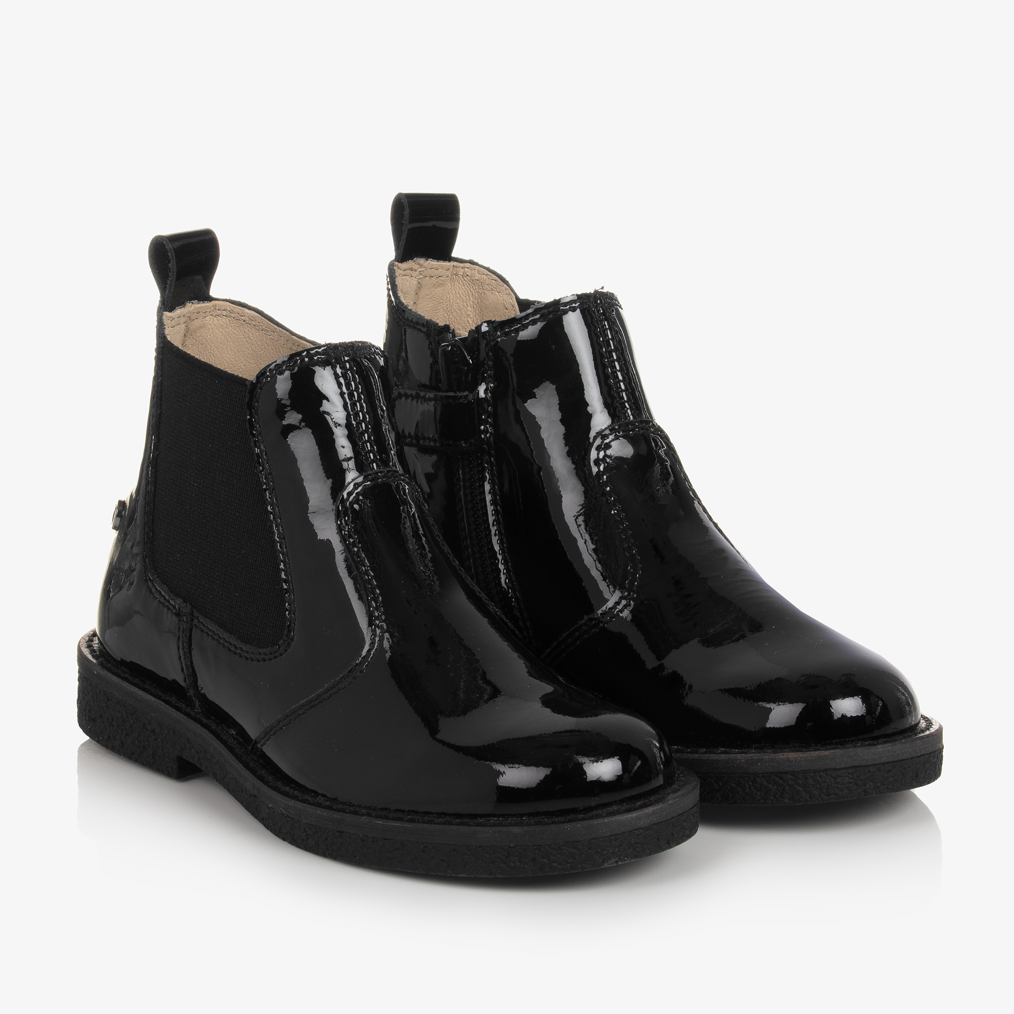 Naturino Girls Black Patent Chelsea Boots Childrensalon