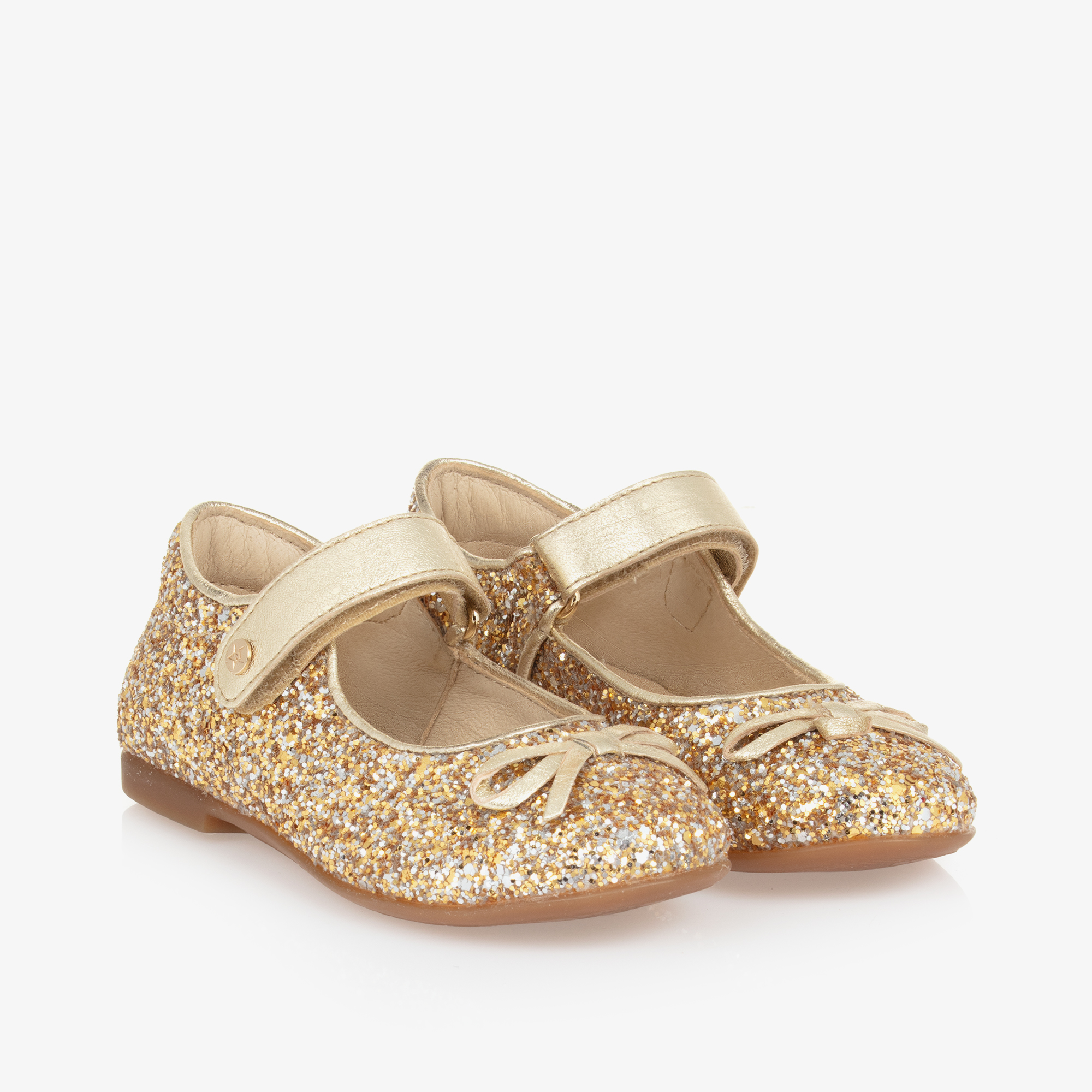 Naturino Girls Gold Glitter Ballerina Pumps