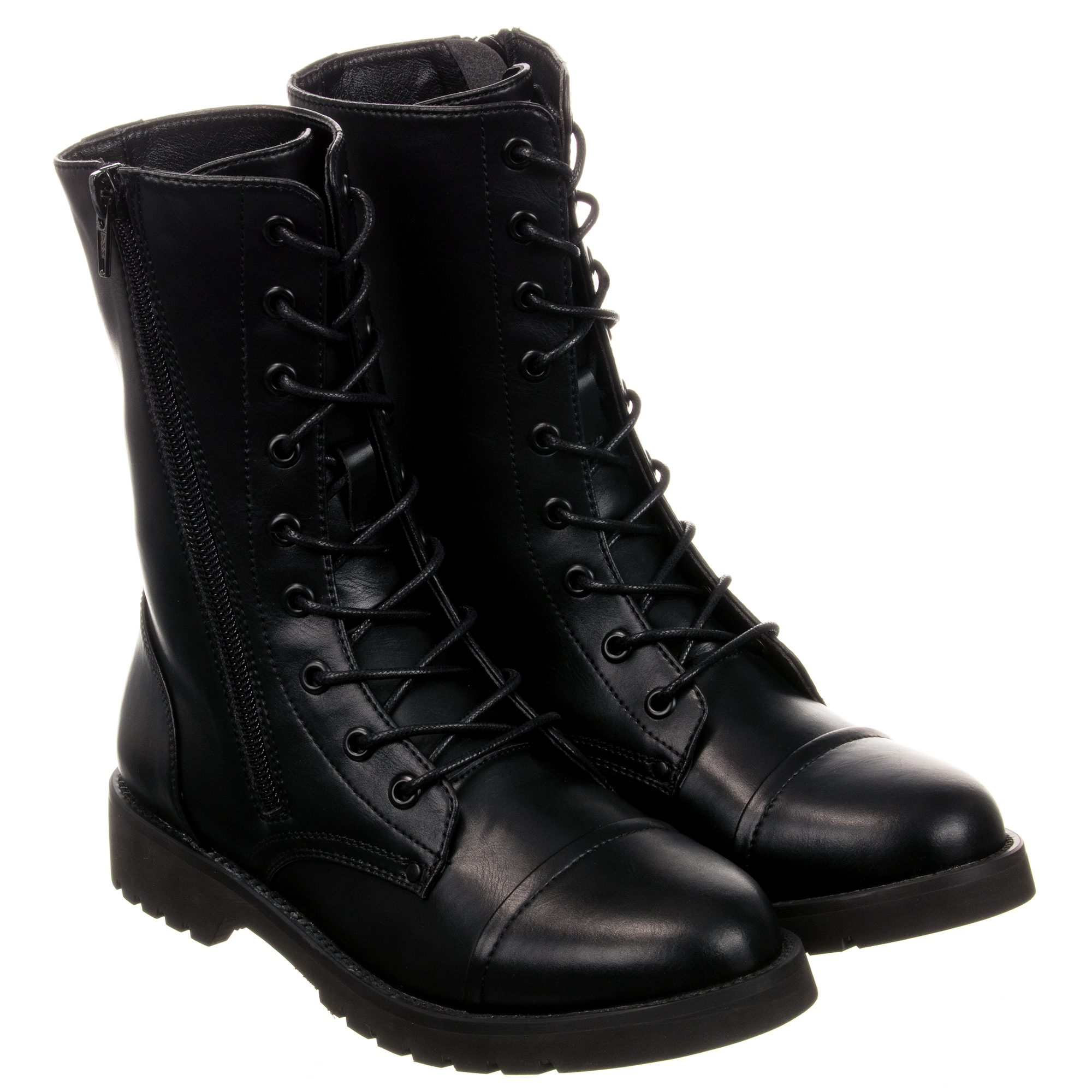 childrens black lace up boots