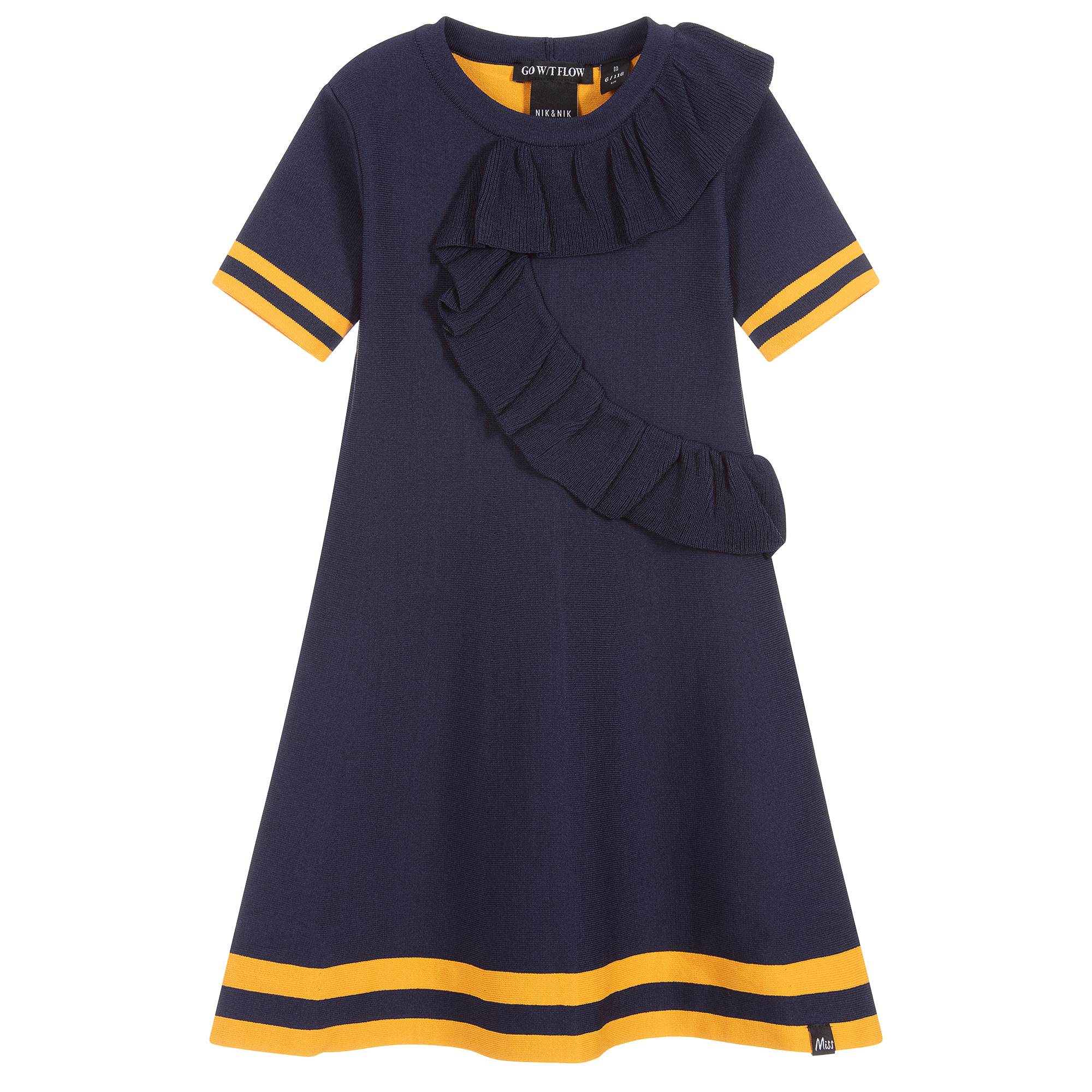 yellow and navy blue dress