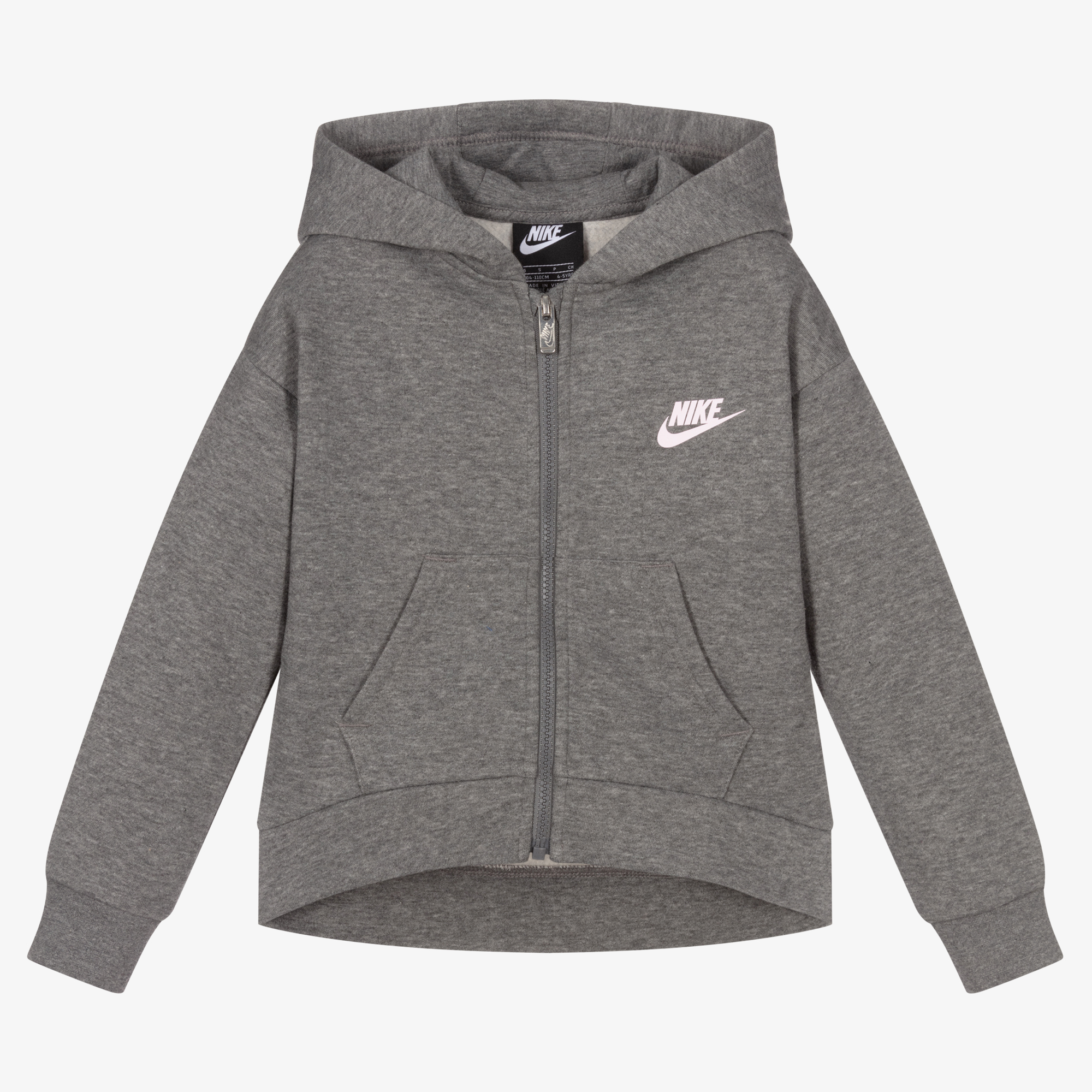 Nike Girls Grey Zip-Up Hooded Top
