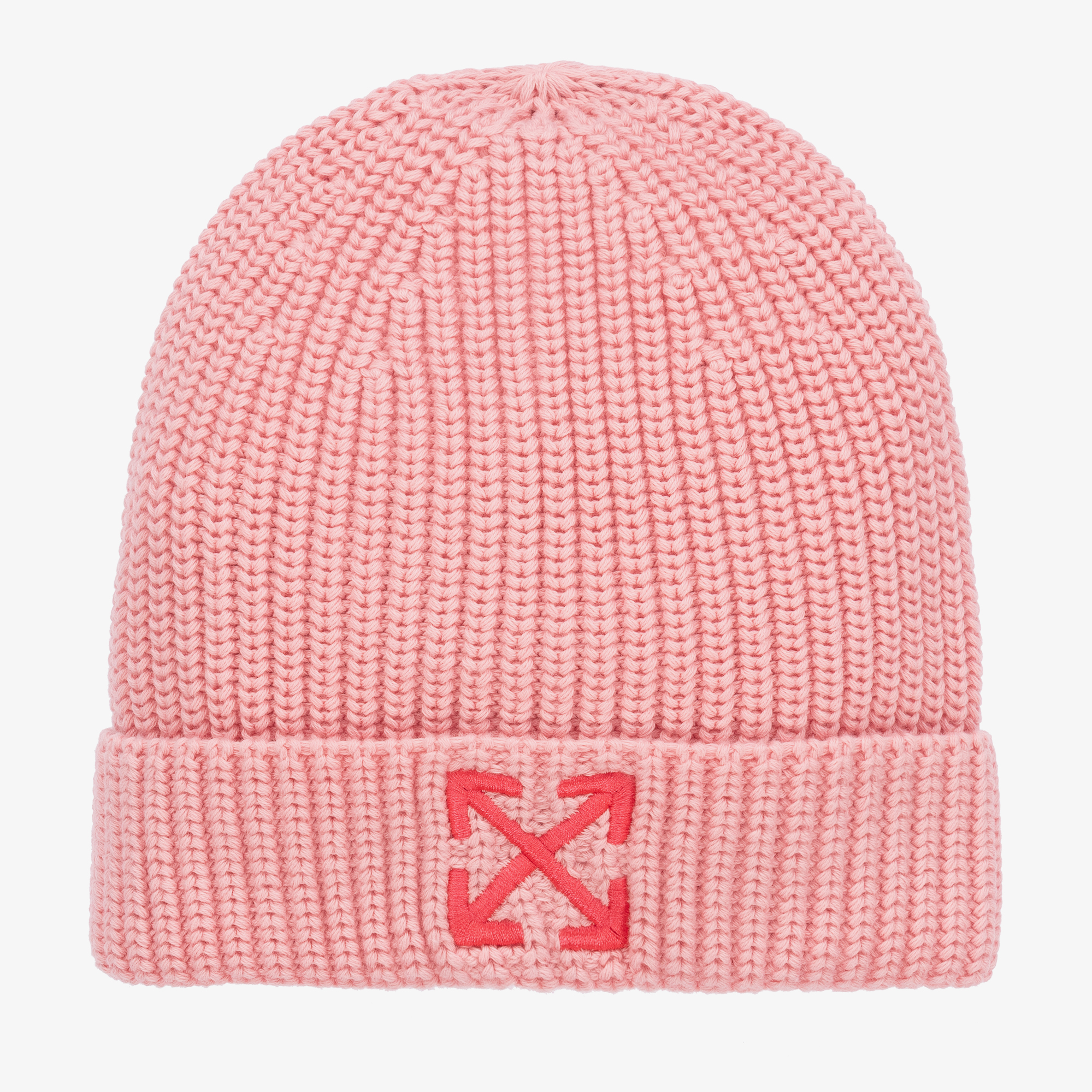 Off-white Kids' Girls Pink Cotton-knit Arrow Beanie Hat In Pink