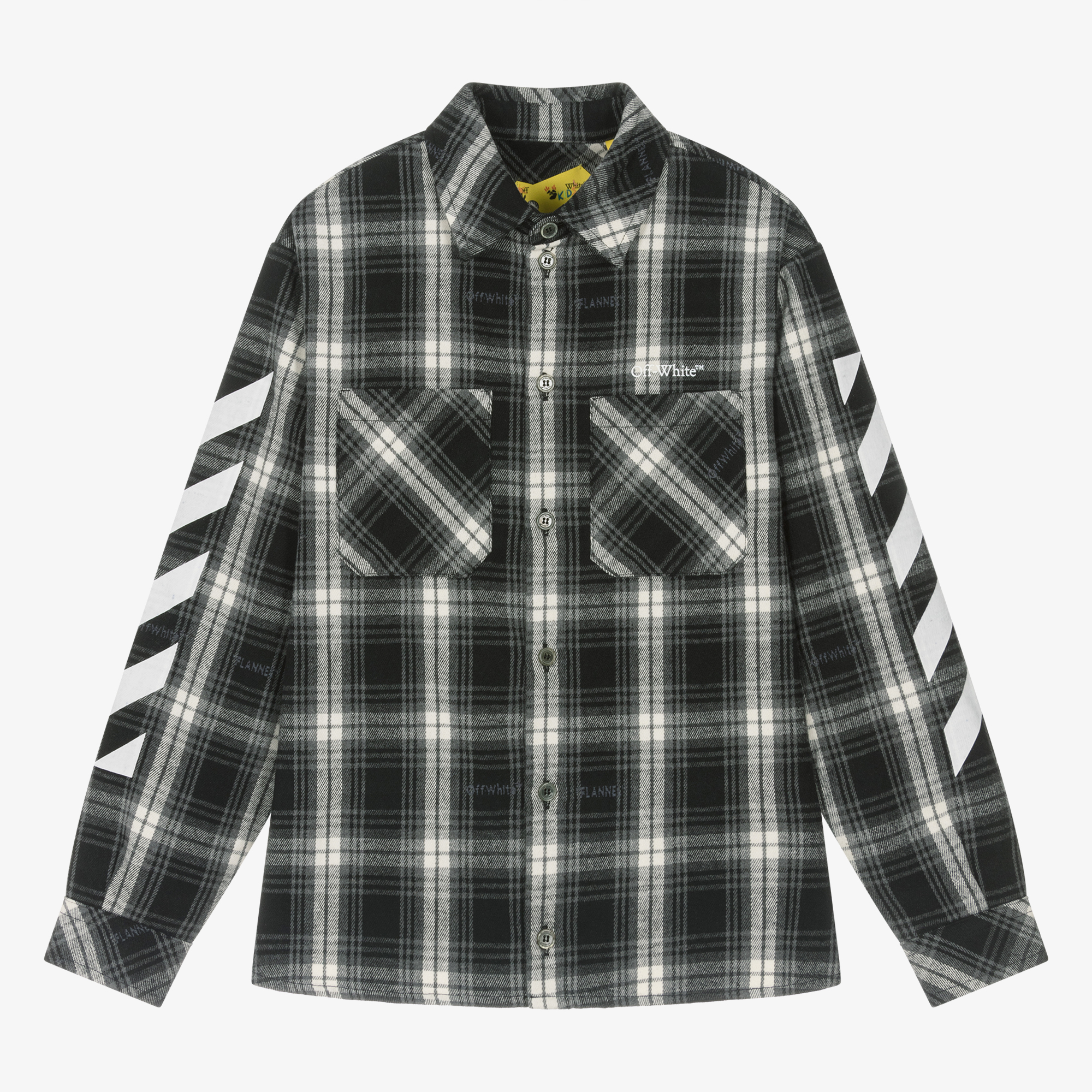 Off-White Teen Boys Black Check Flannel Shirt