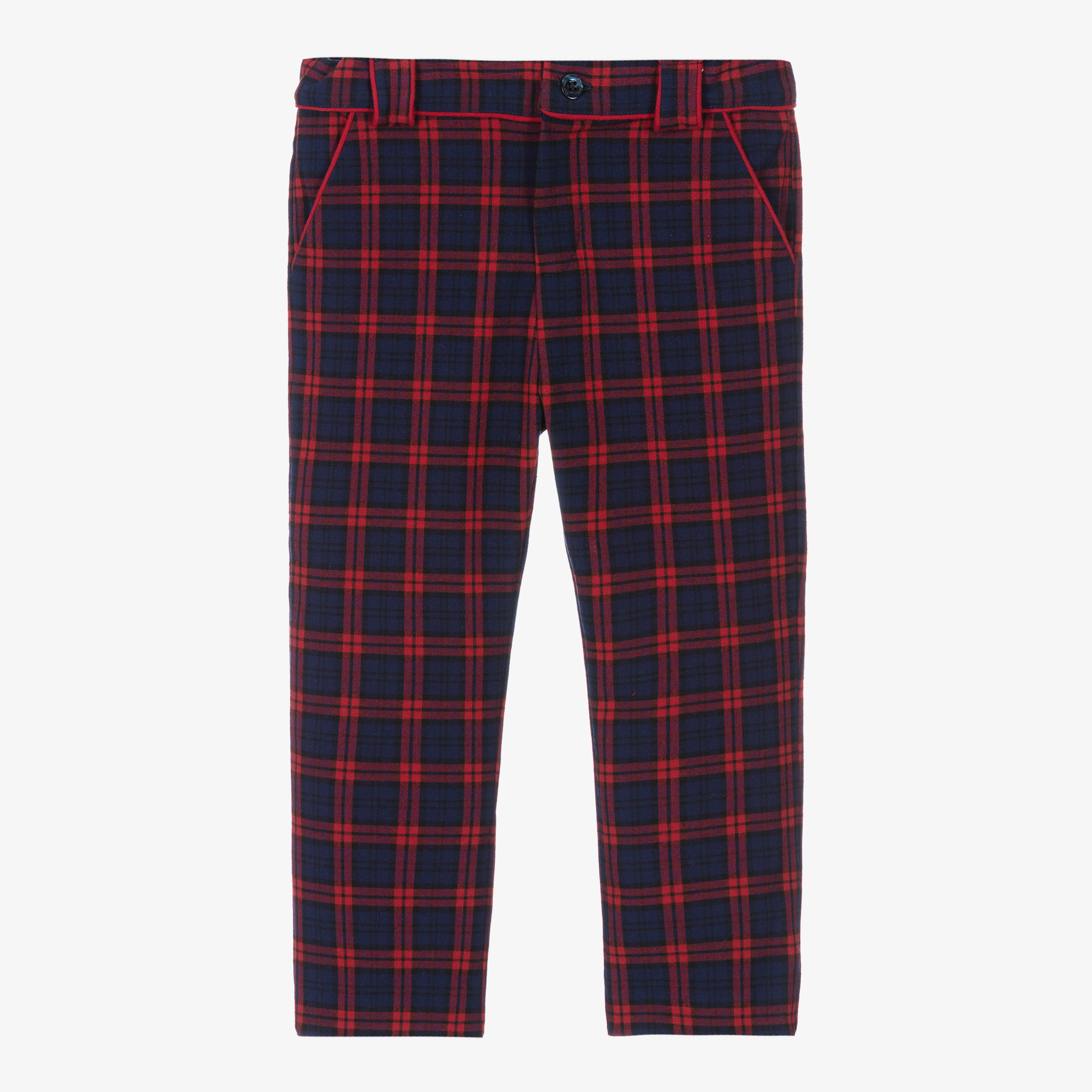 ASOS DESIGN straight leg pants in red plaid check | ASOS