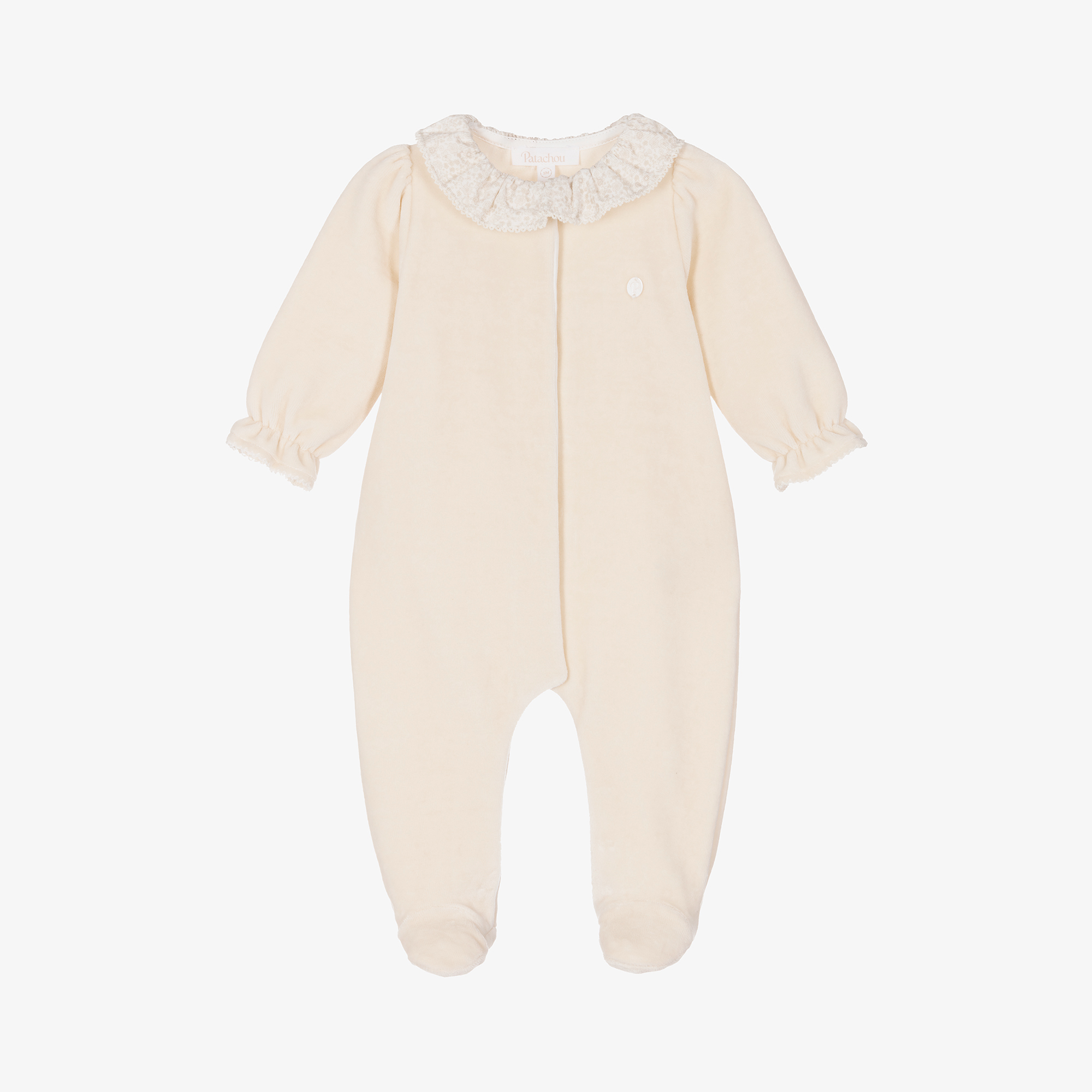 Rachel Riley - Blue Velour Babygrow | Childrensalon