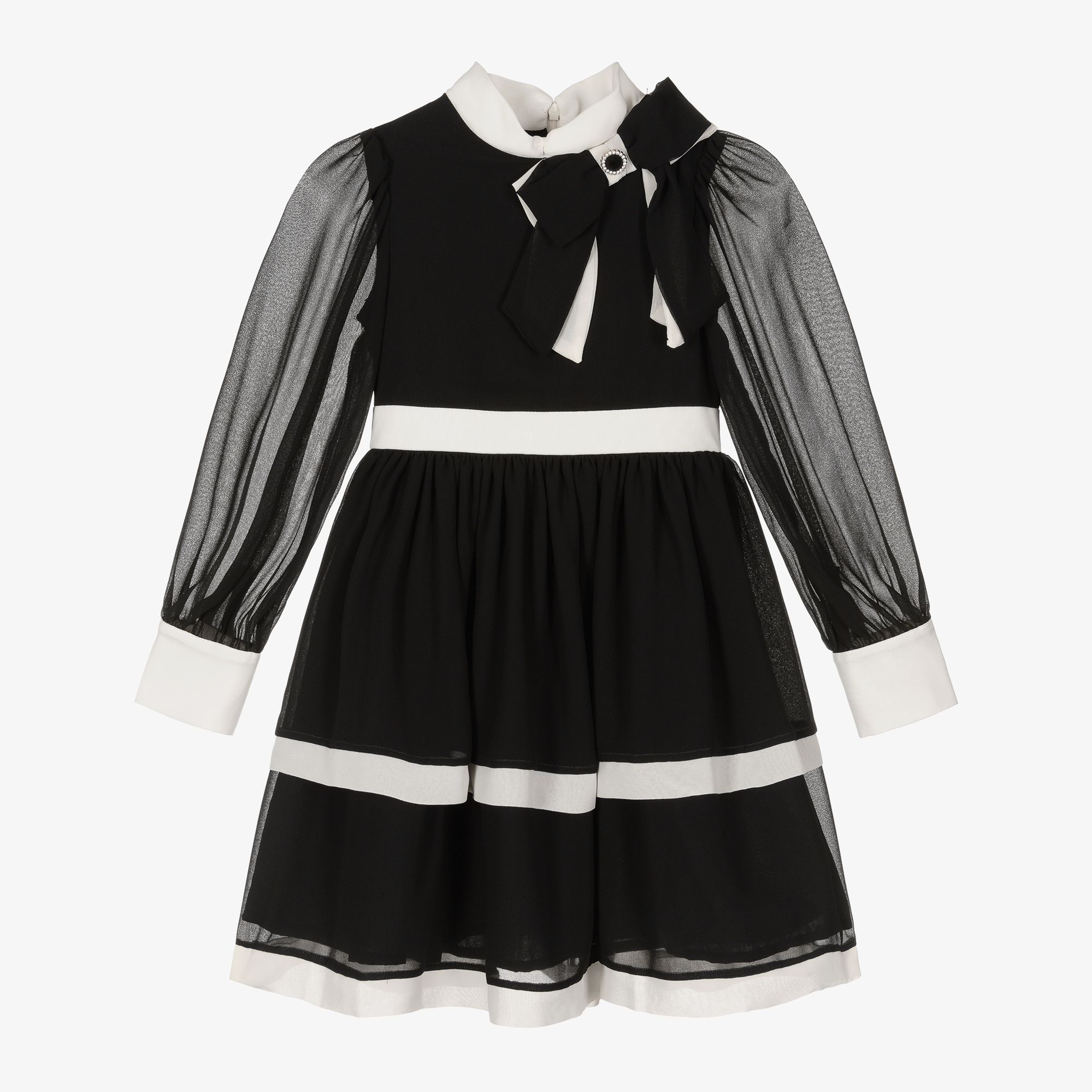 Black and white chiffon dress best sale