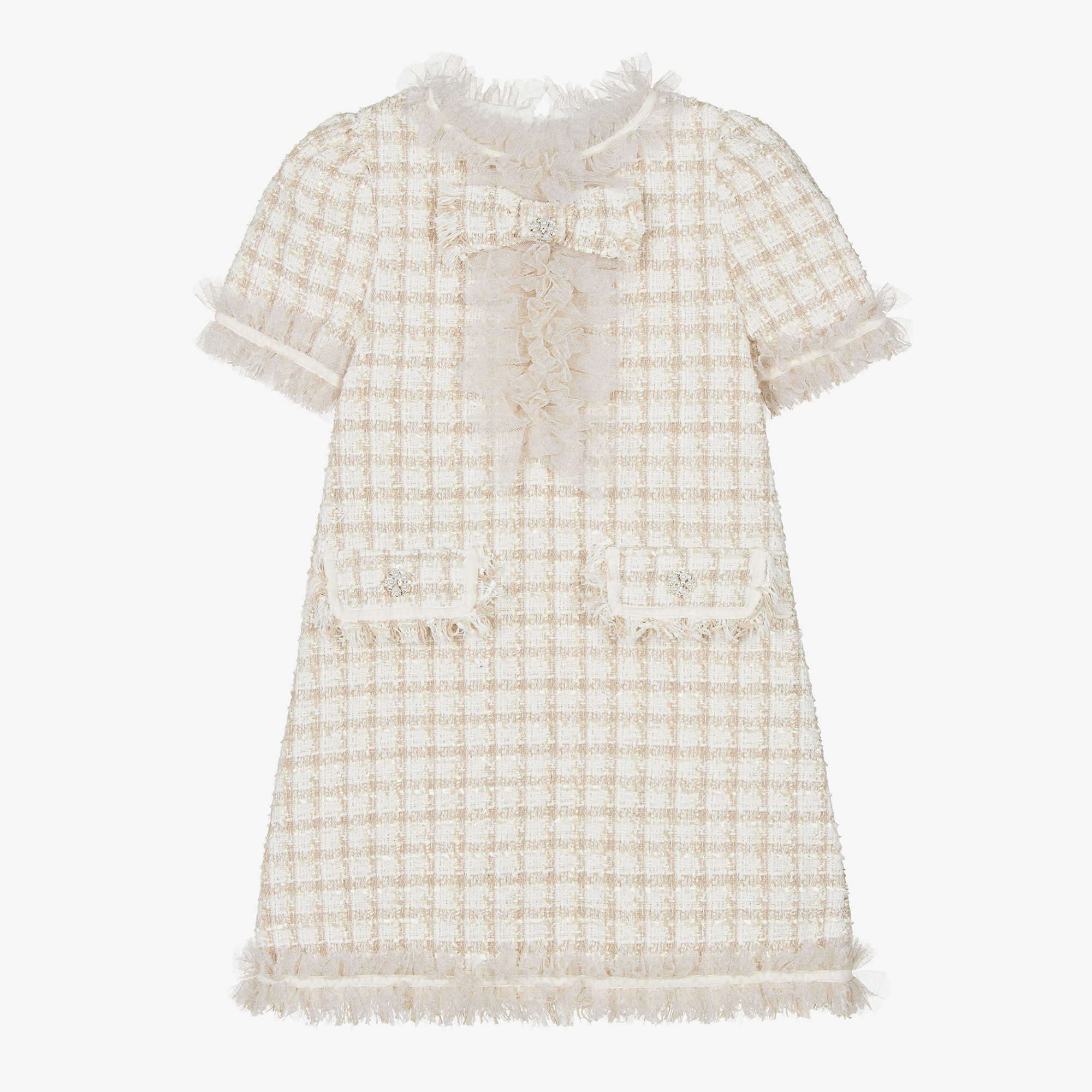 Patachou Ivory Check Dress - Frank and Polly Kids Clothing