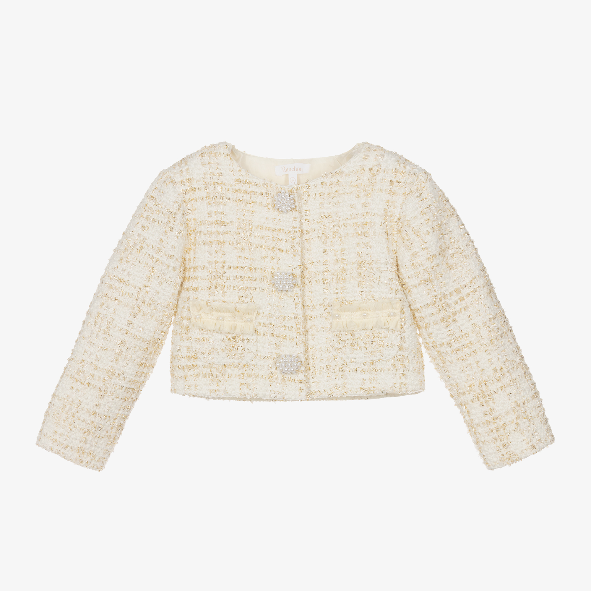 Patachou - Girls Ivory Floral Lace Jacket | Childrensalon