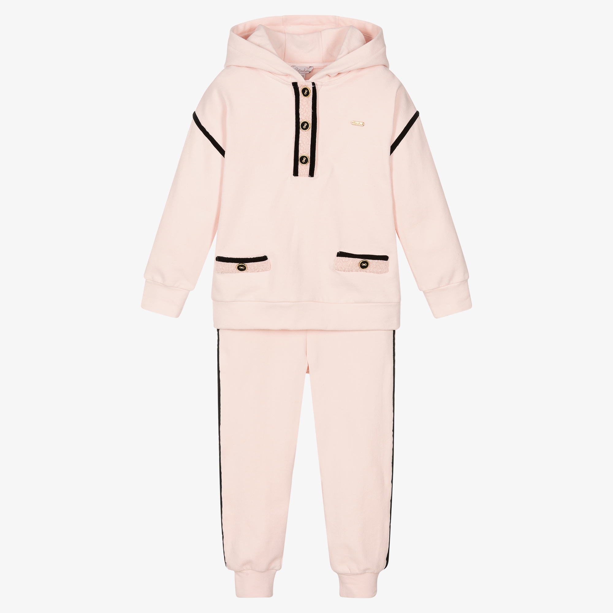 Patachou - Girls Pink Cotton Tracksuit | Childrensalon