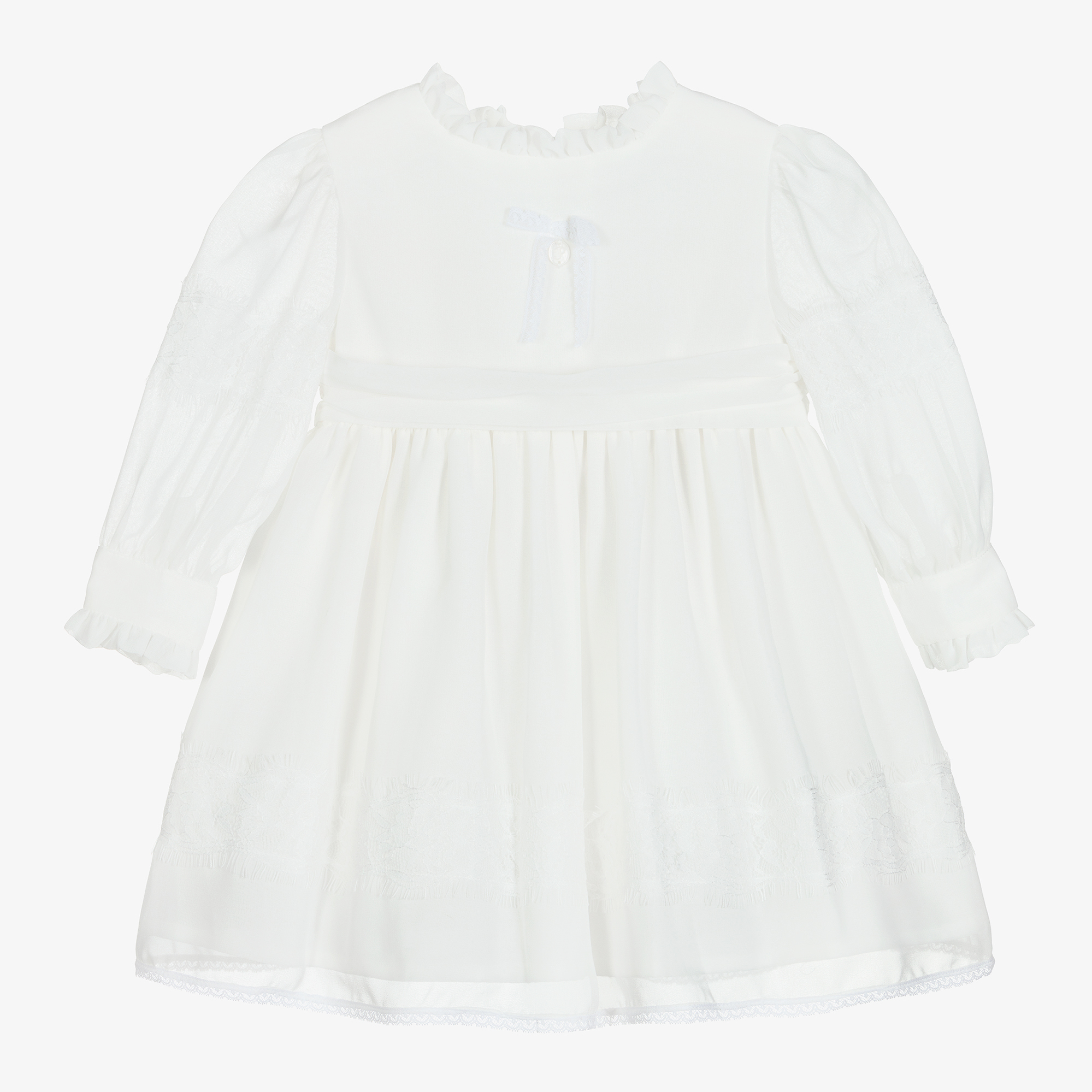 Patachou - White Pleated Chiffon Dress | Childrensalon