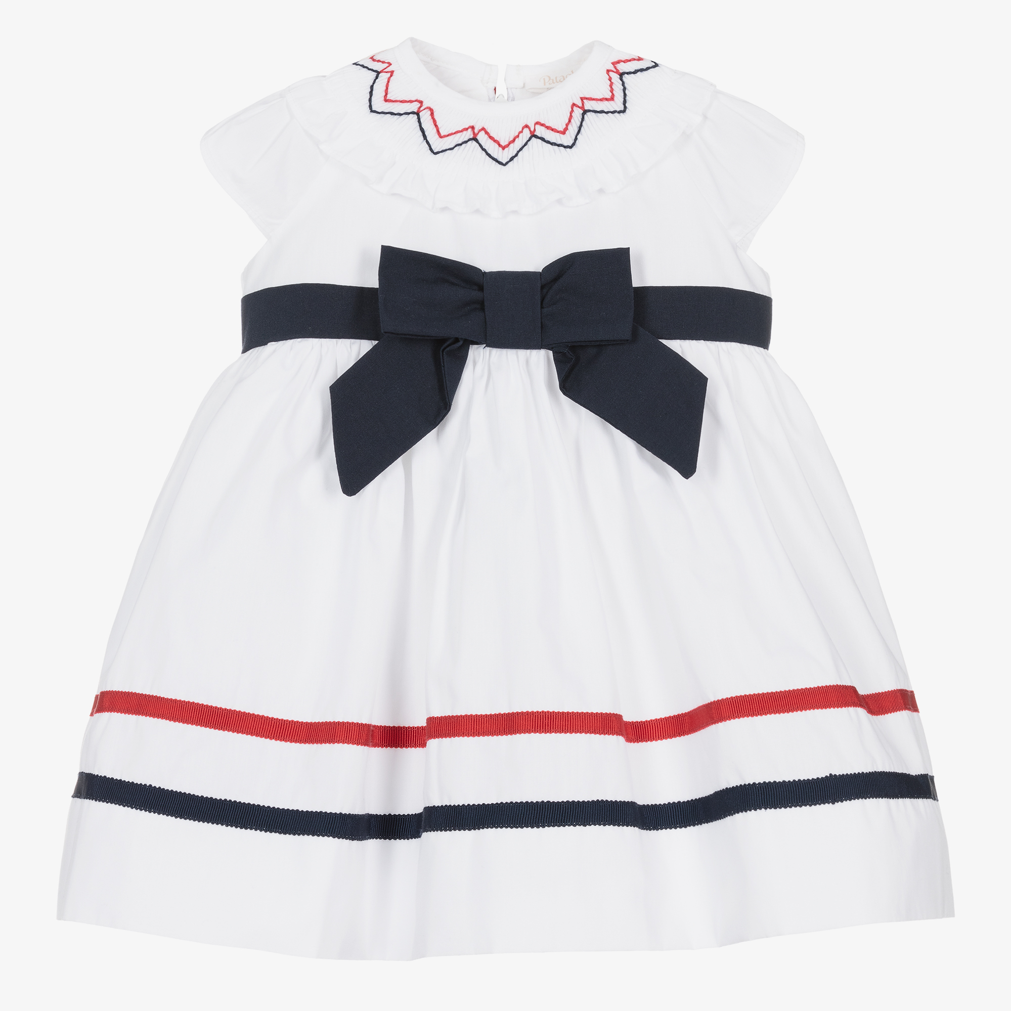 Patachou - Girls White & Blue Dress | Childrensalon