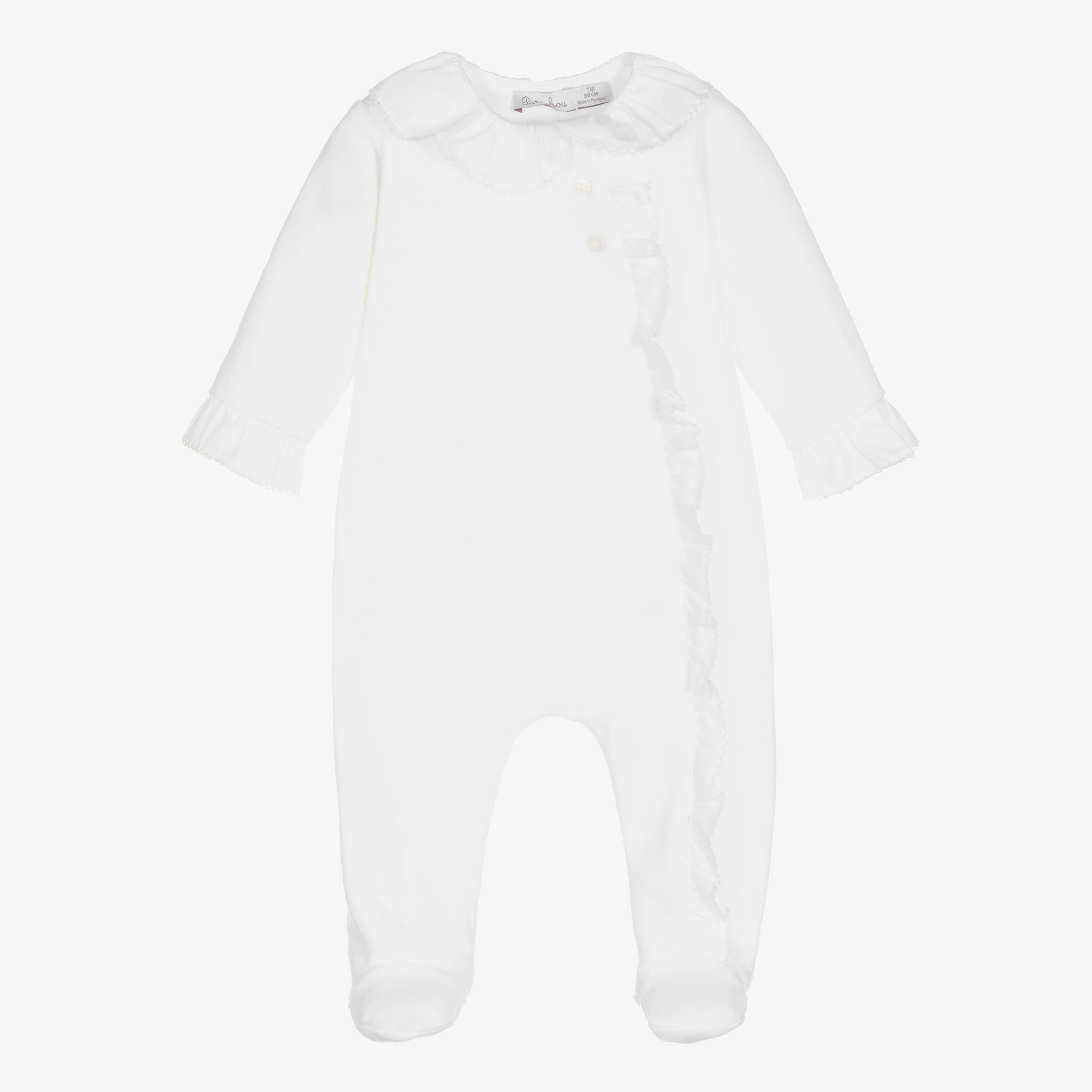 Patachou - White Velour Babygrow | Childrensalon