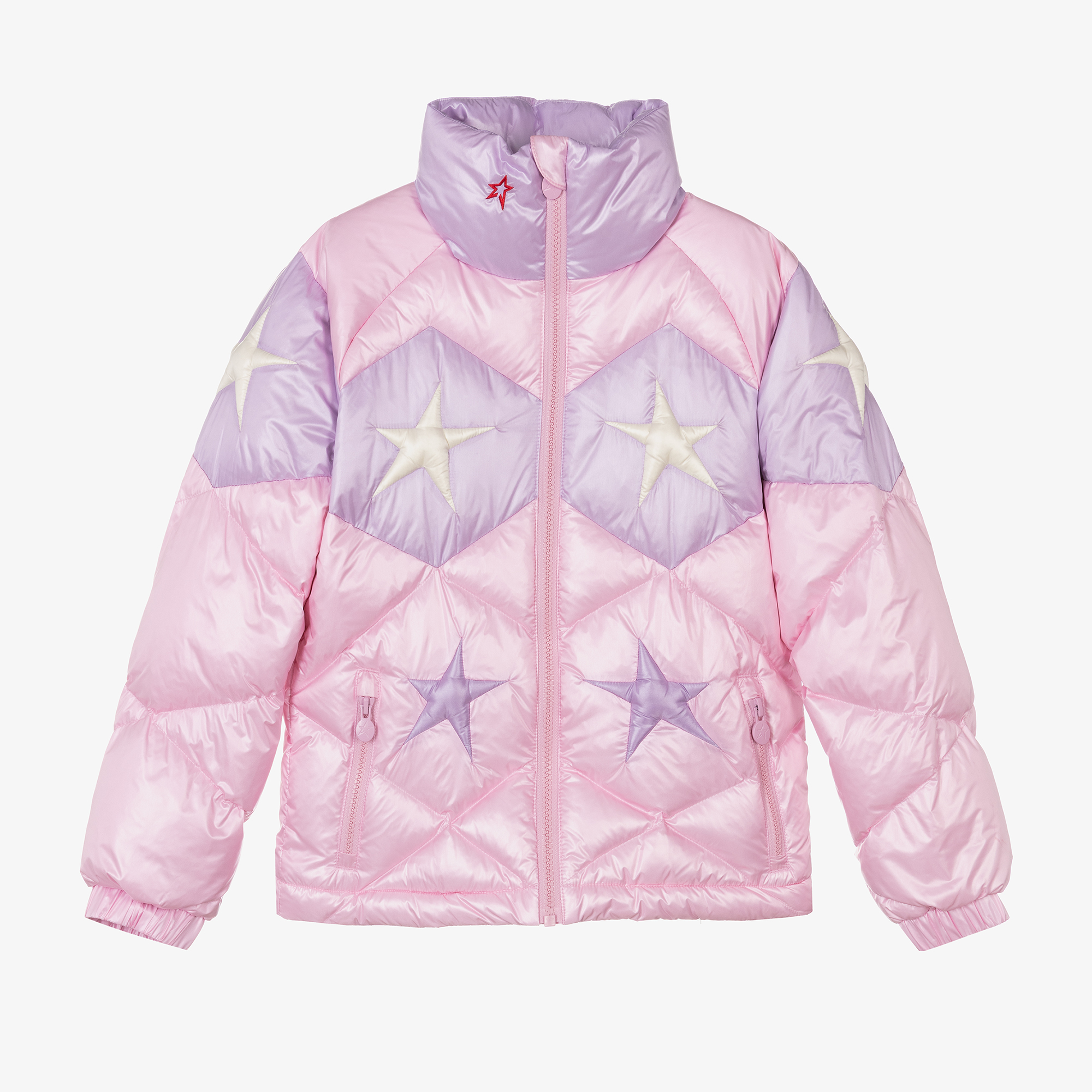 Perfect Moment - Girls Pink Down Quilted Star Ski Jacket