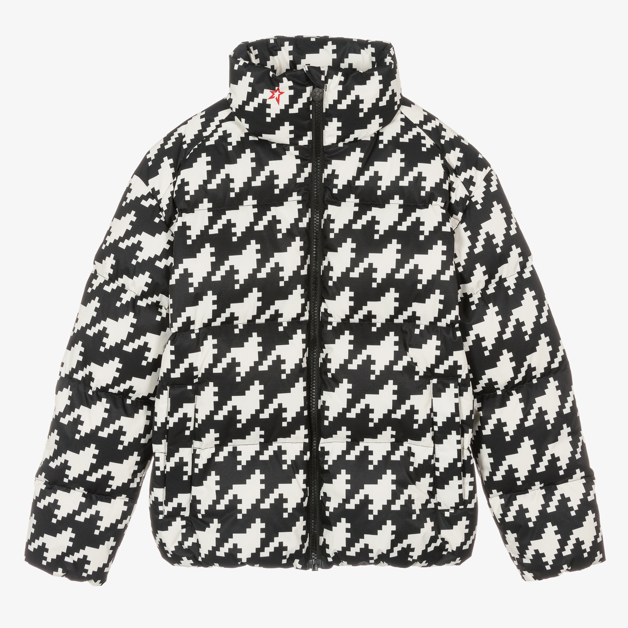 Black Msgd Ski Houndstooth Printed Jacket, Black from Missguided on 21  Buttons