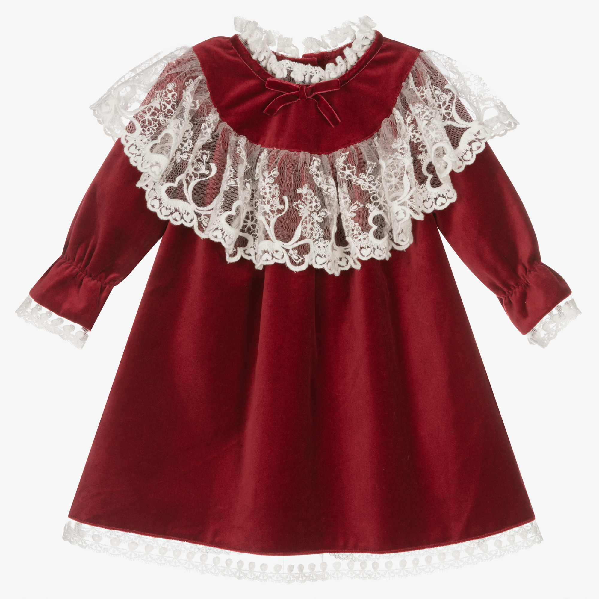 Phi Clothing - Girls Blue Velvet & Lace Dress | Childrensalon