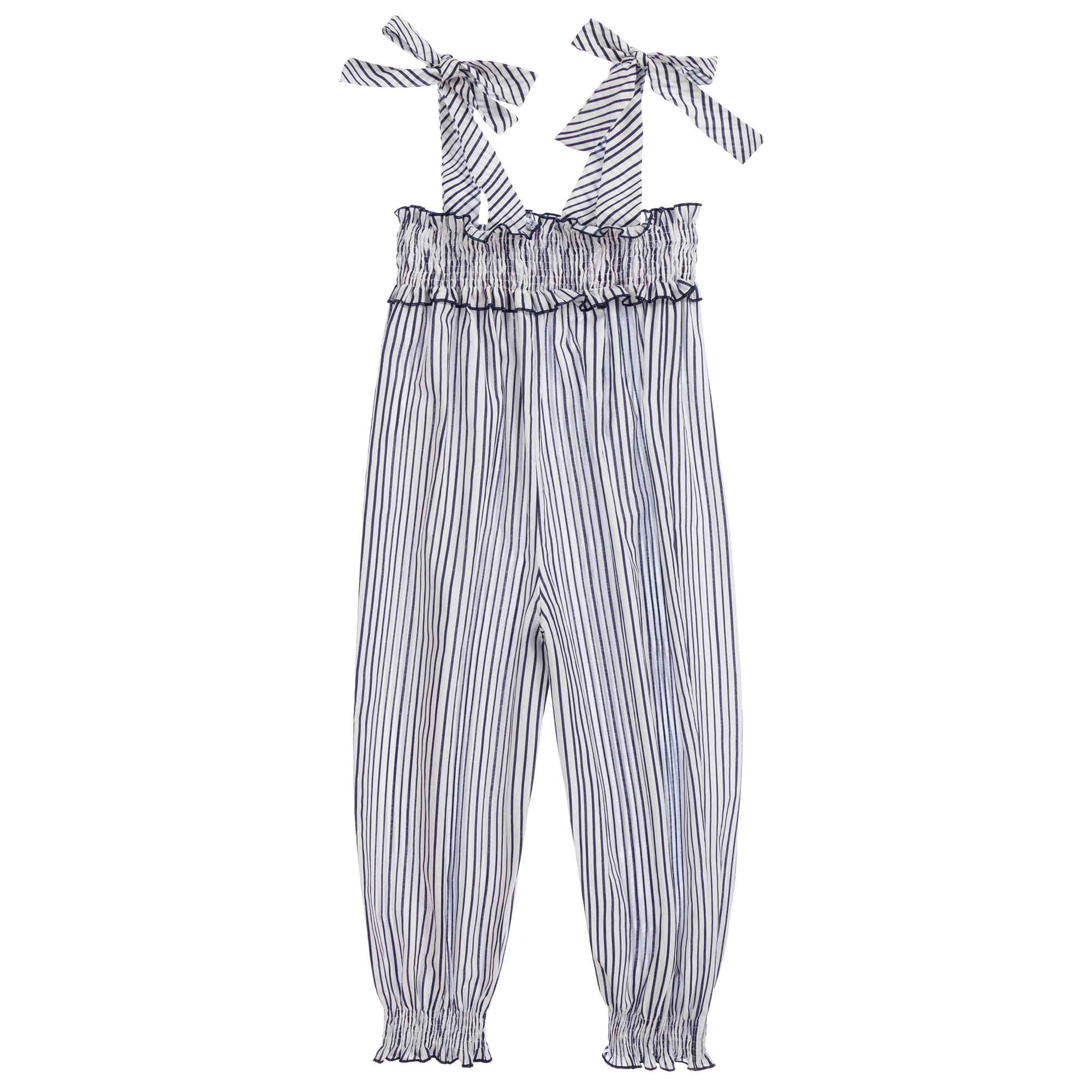 light blue and white striped jumpsuit