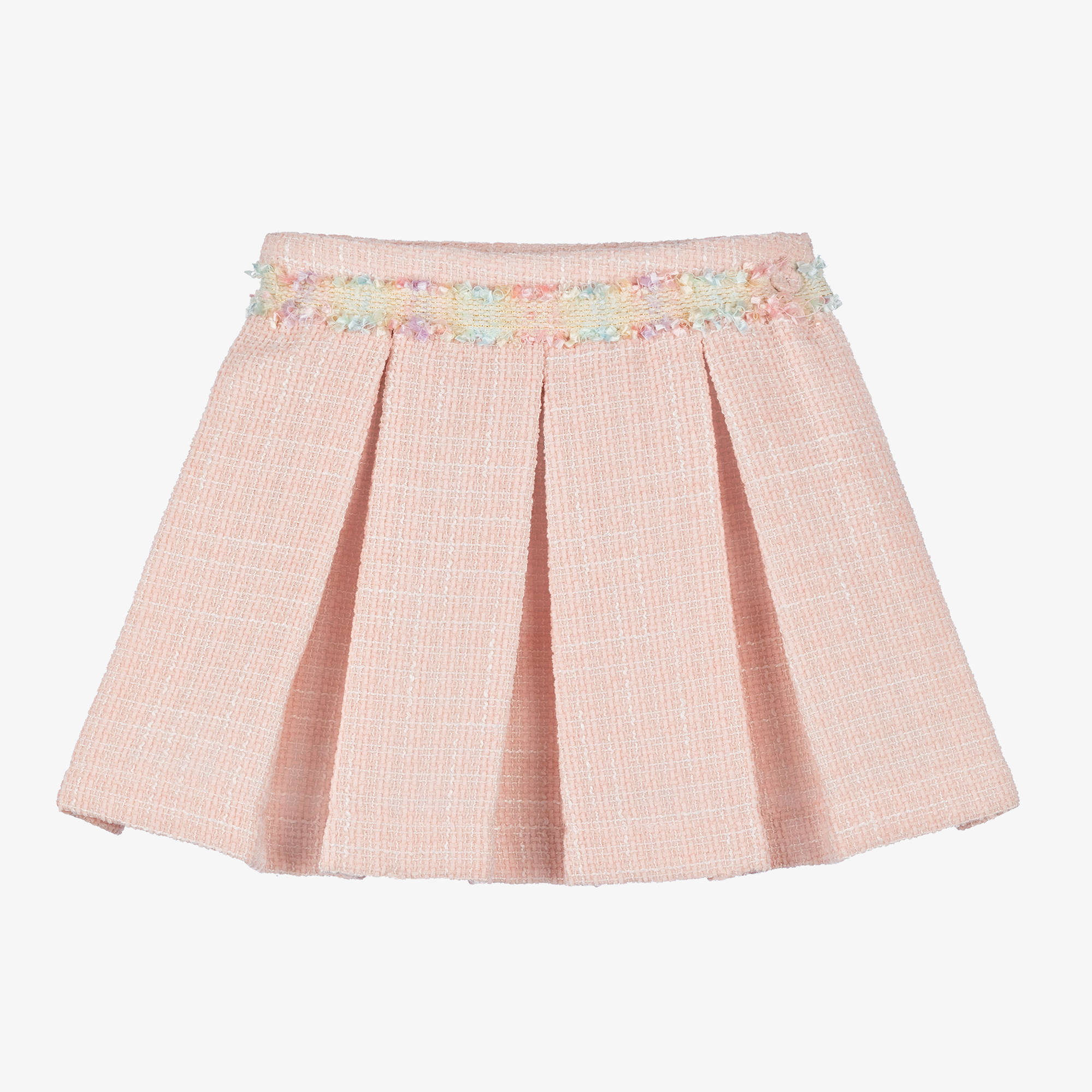 Piccola Speranza Girls Pink Tweed Pleated Skirt Childrensalon