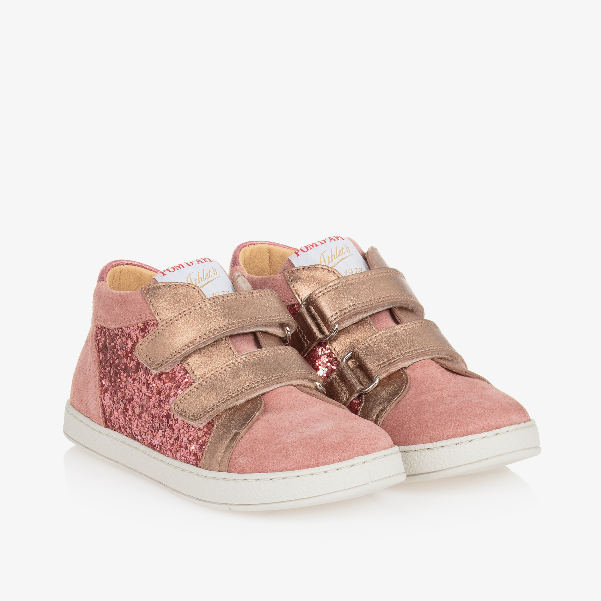 Ladies pink leather trainers online