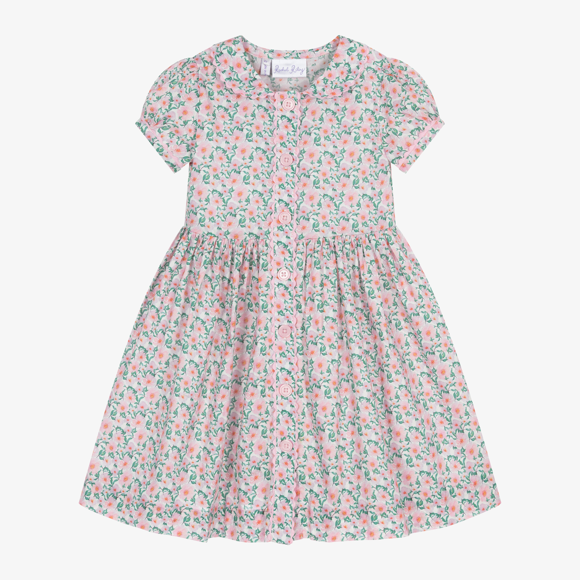 Rachel Riley - Girls Pink Cotton Dress | Childrensalon