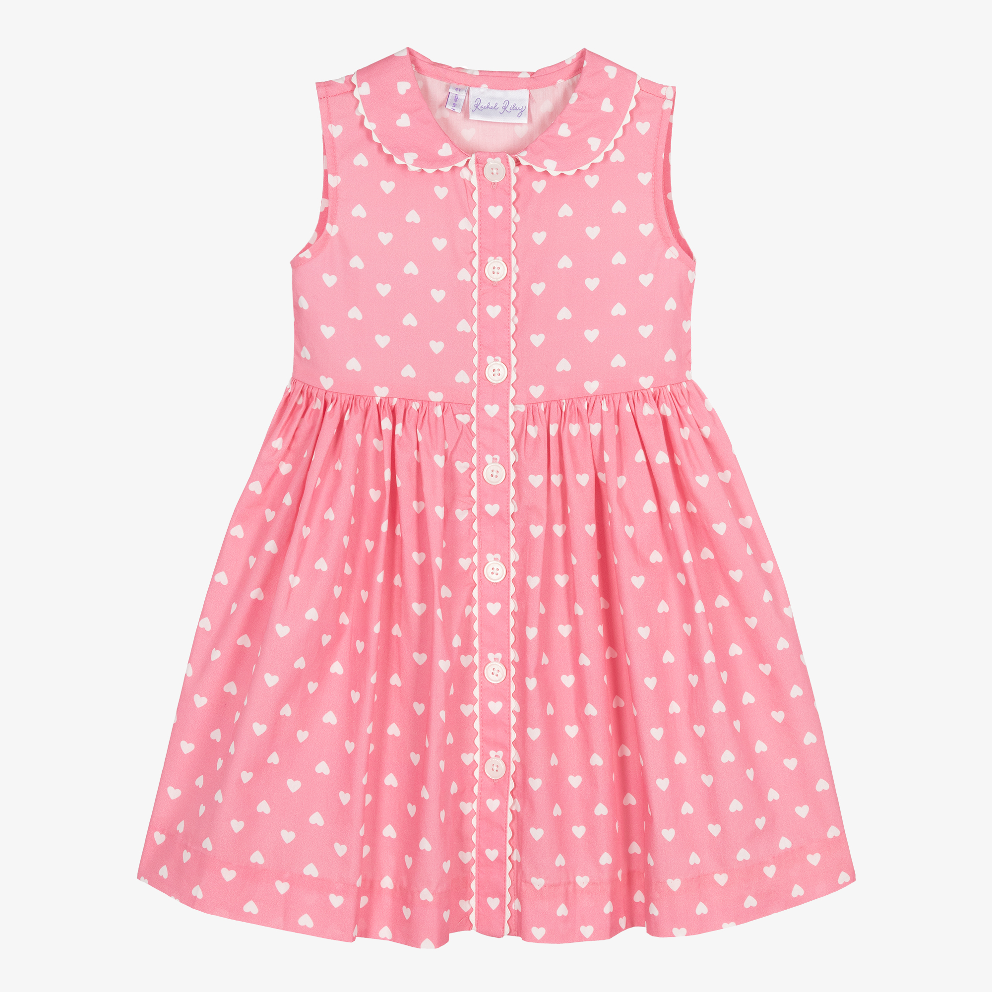 Rachel Riley - Girls Pink Cotton Dress | Childrensalon