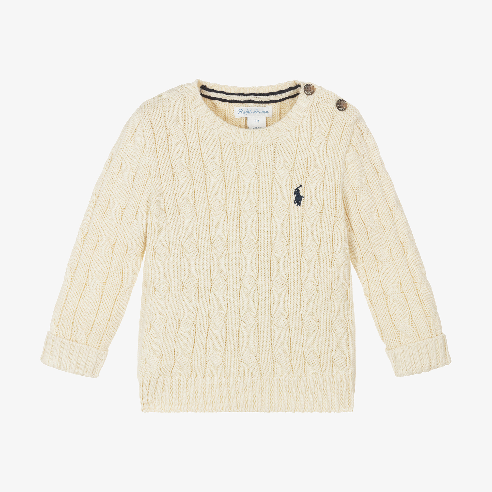 Ralph Lauren Baby Boys Beige Cable Knit Sweater