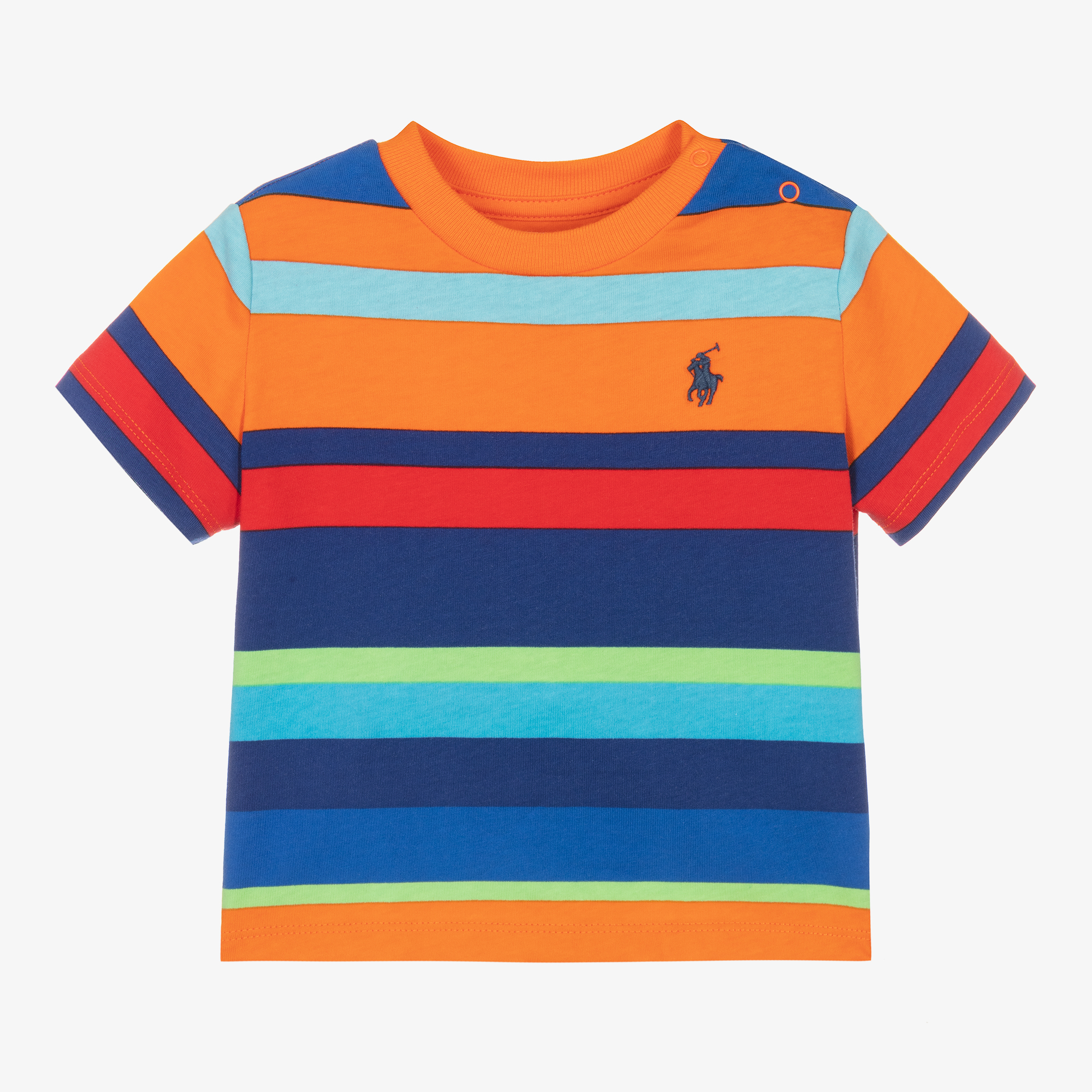 Kvæle screech kran Ralph Lauren - Baby Boys Orange Stripe Cotton T-Shirt | Childrensalon