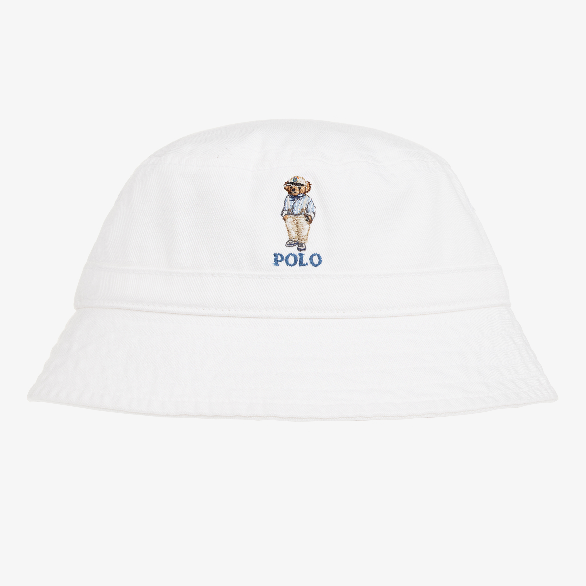 Ralph Lauren Baby Boys White Cotton Polo Bear Bucket Hat Childrensalon