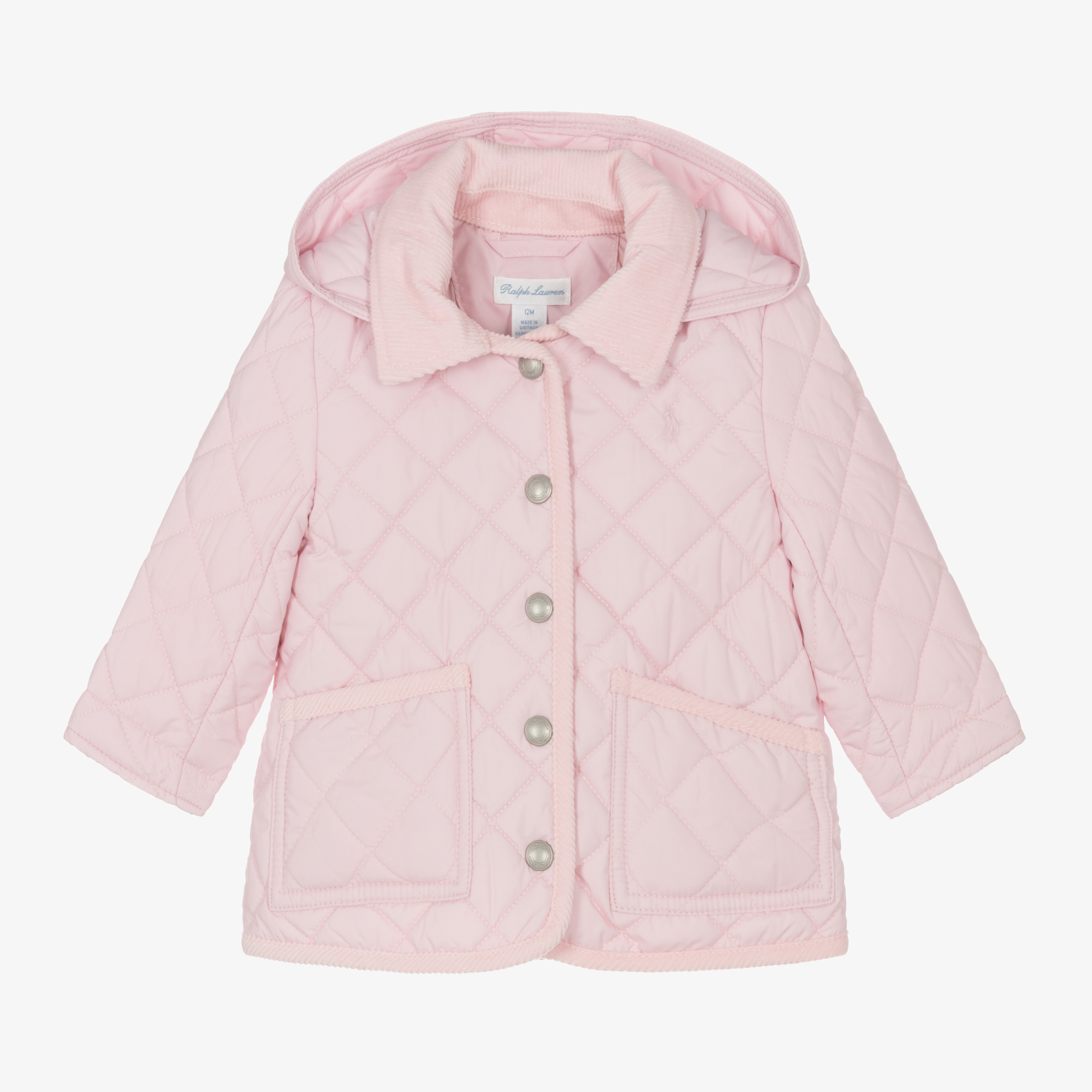 Ralph Lauren Baby Girls Pink Quilted Hooded Jacket Childrensalon