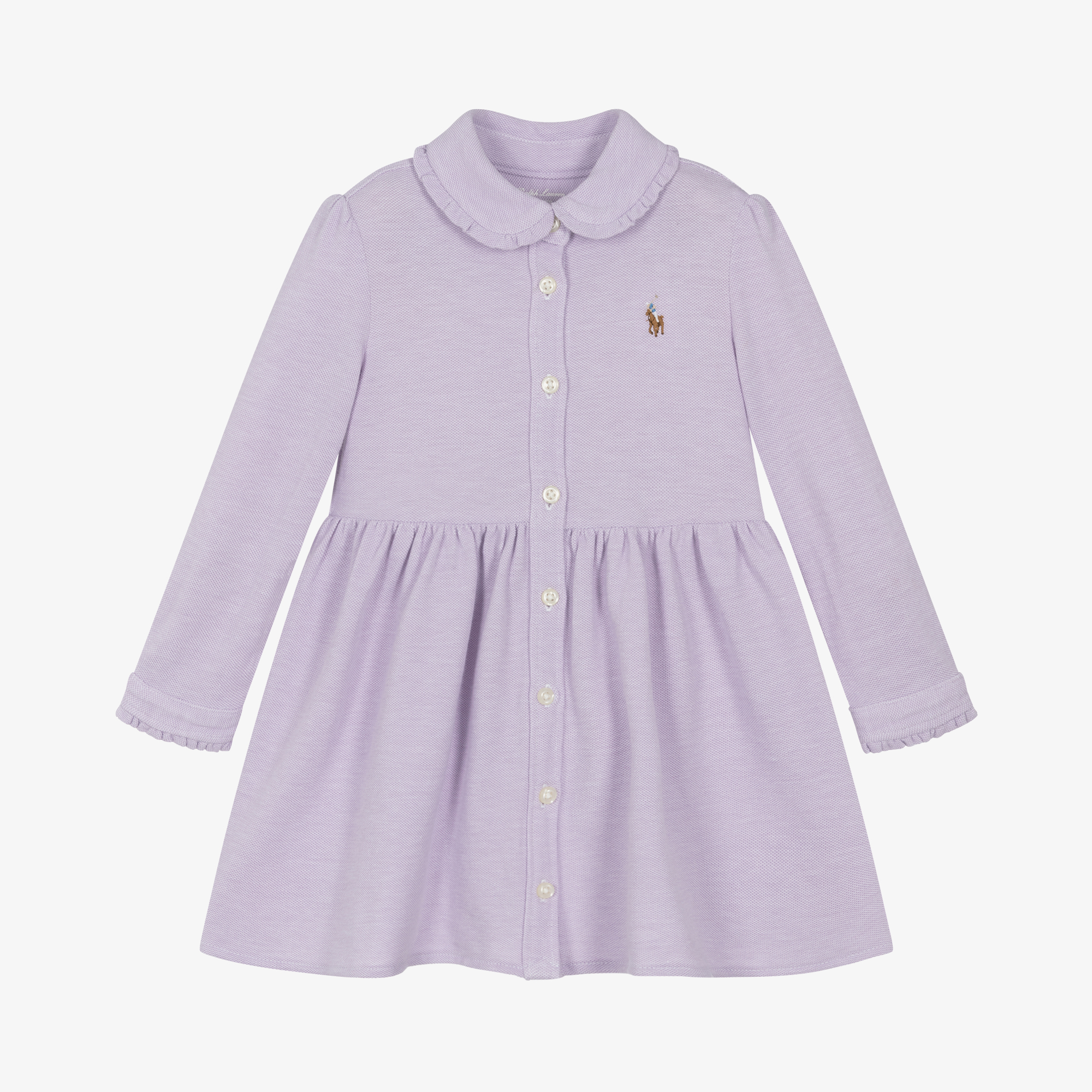 Ralph Lauren Baby Girls Purple Cotton Pique Dress